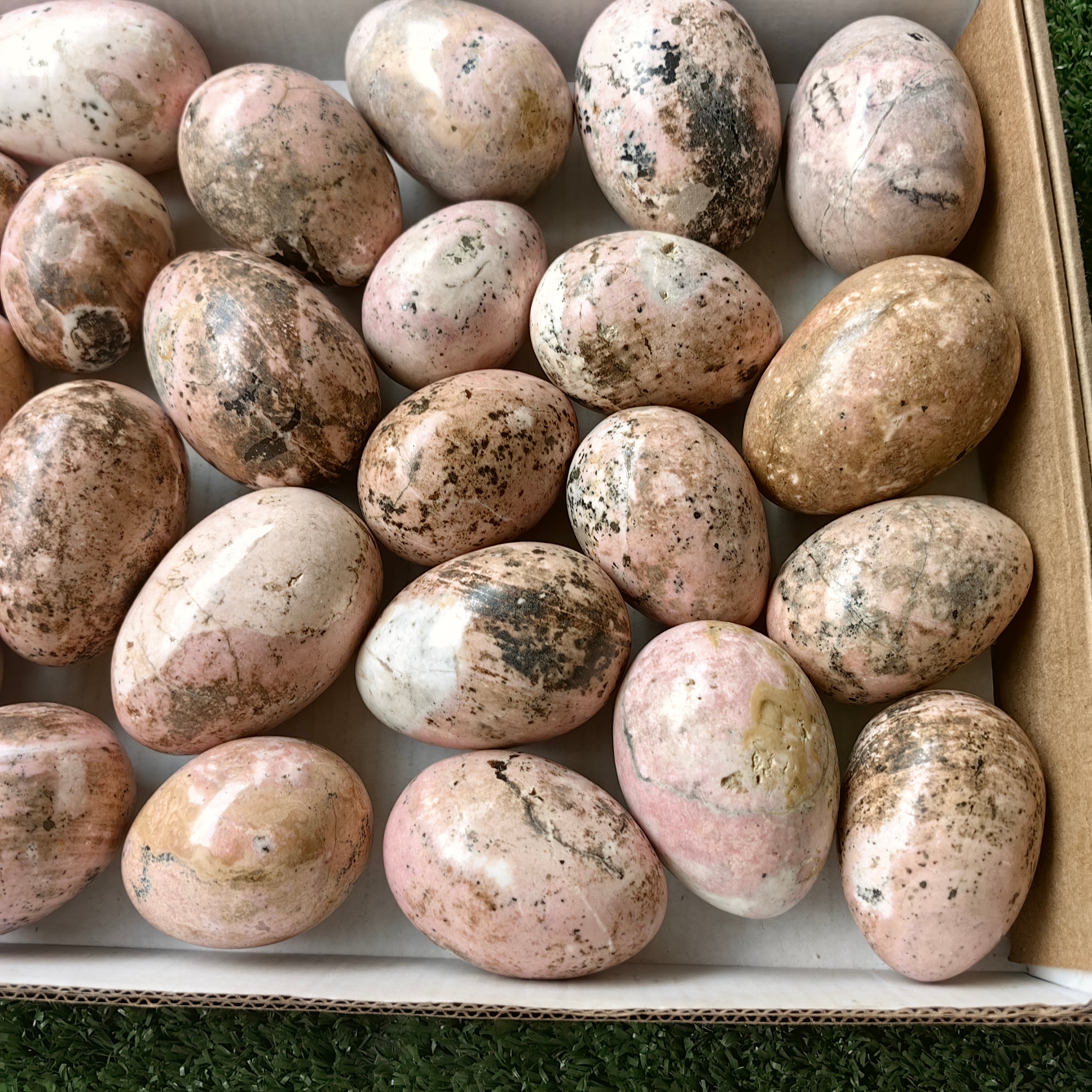 27 pc rhodonite eggs