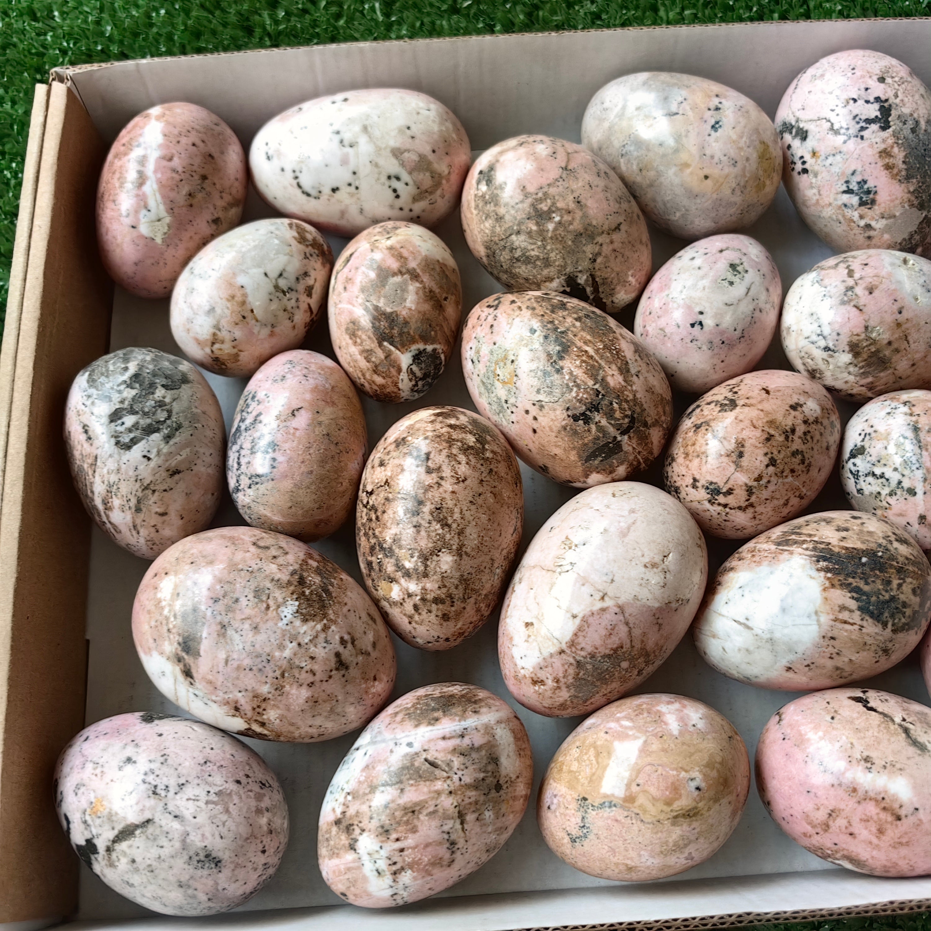 27 pc rhodonite eggs