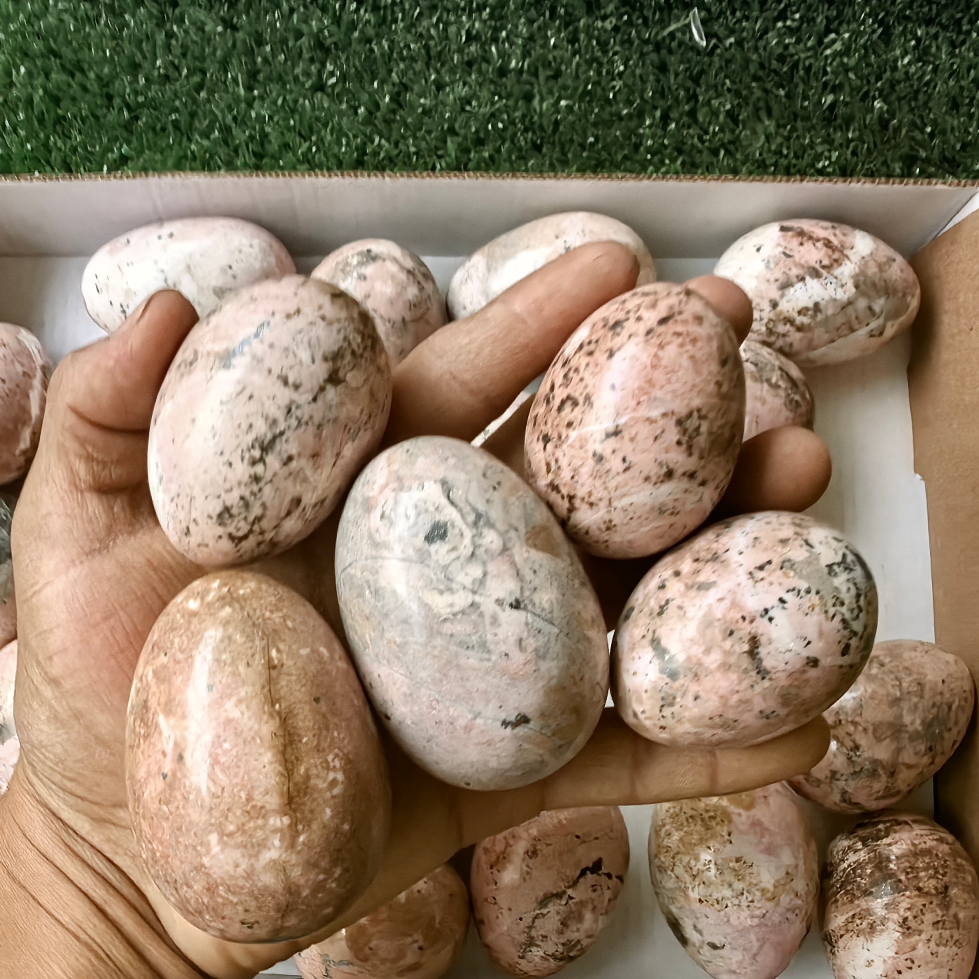 27 pc rhodonite eggs