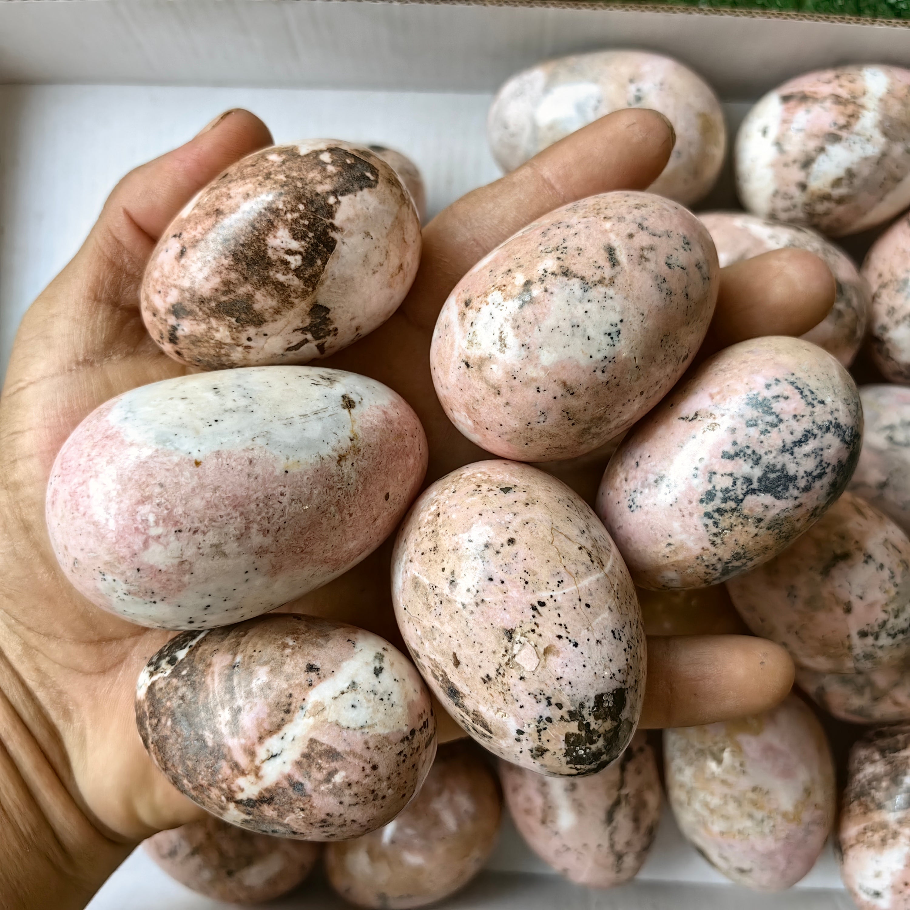 27 pc rhodonite eggs