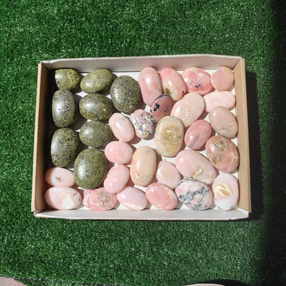 33 pc epidote & pink opal palms