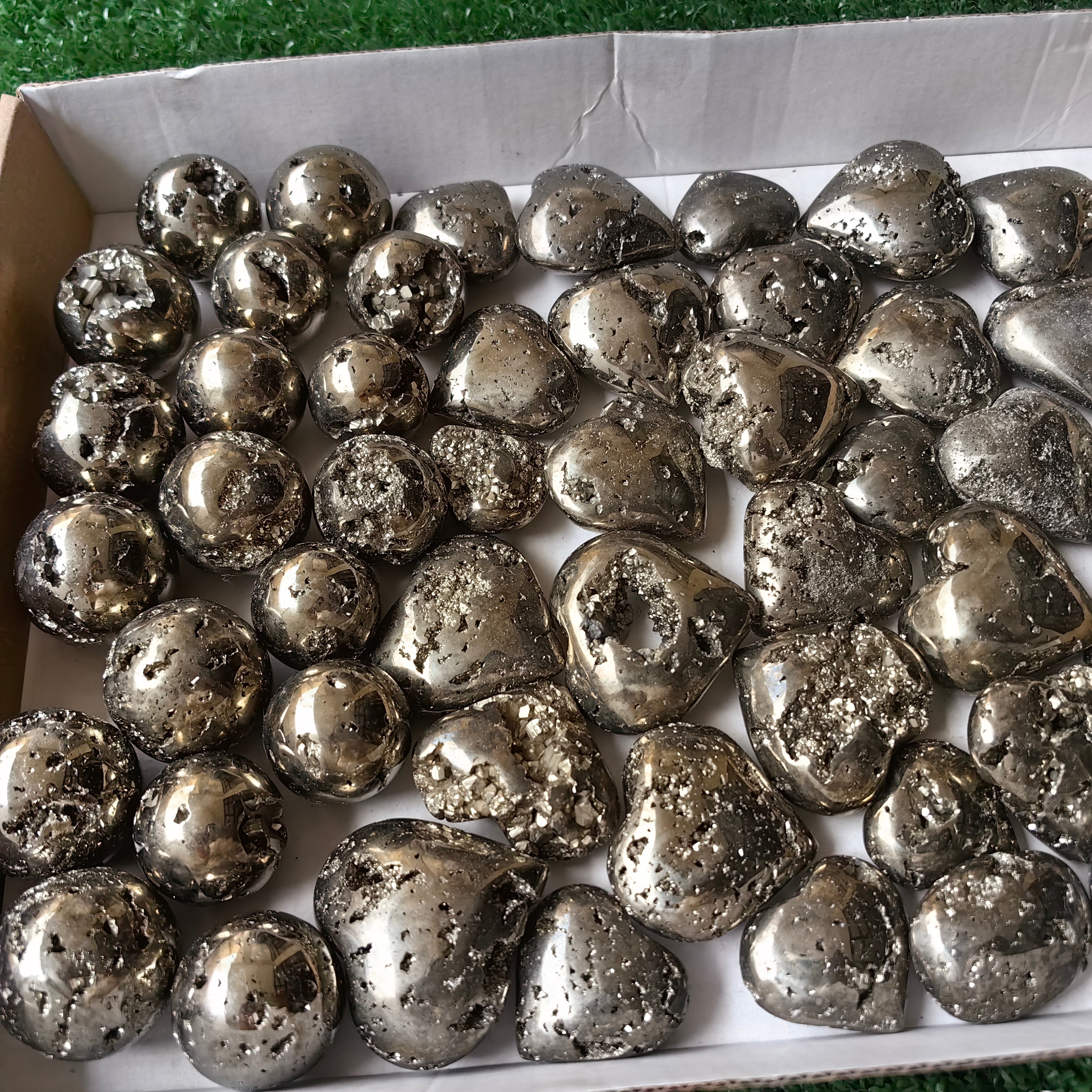56 pc pyrite spheres & hearts