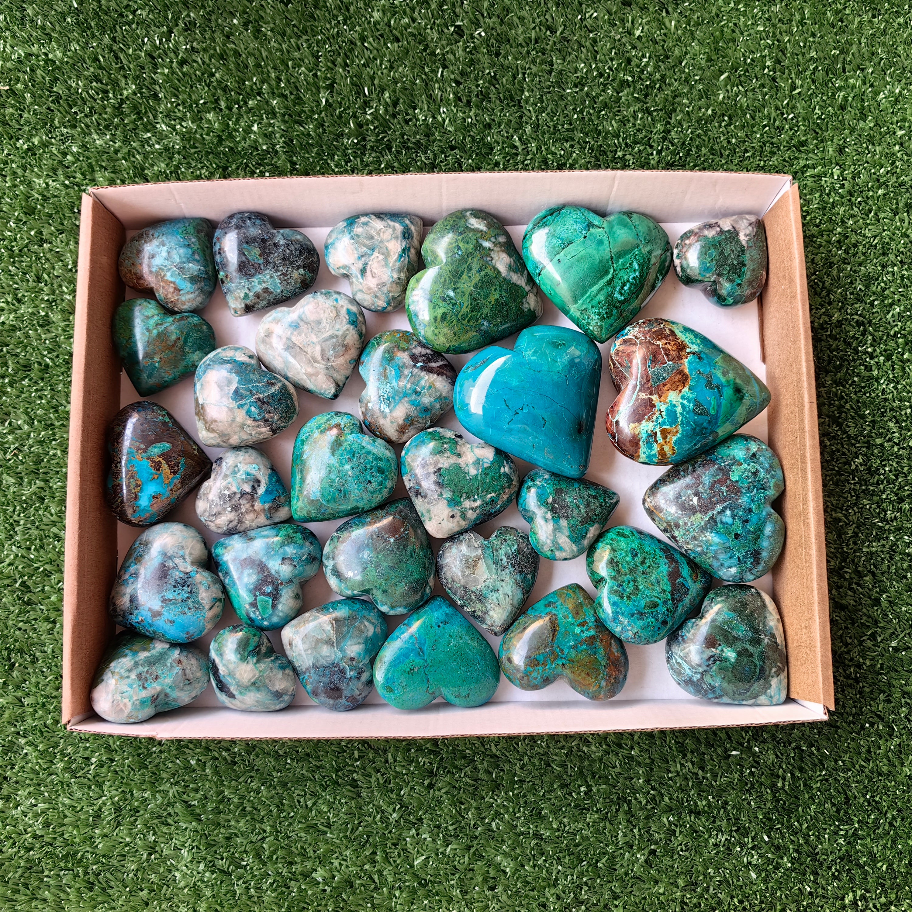 29 pc chrysocolla hearts