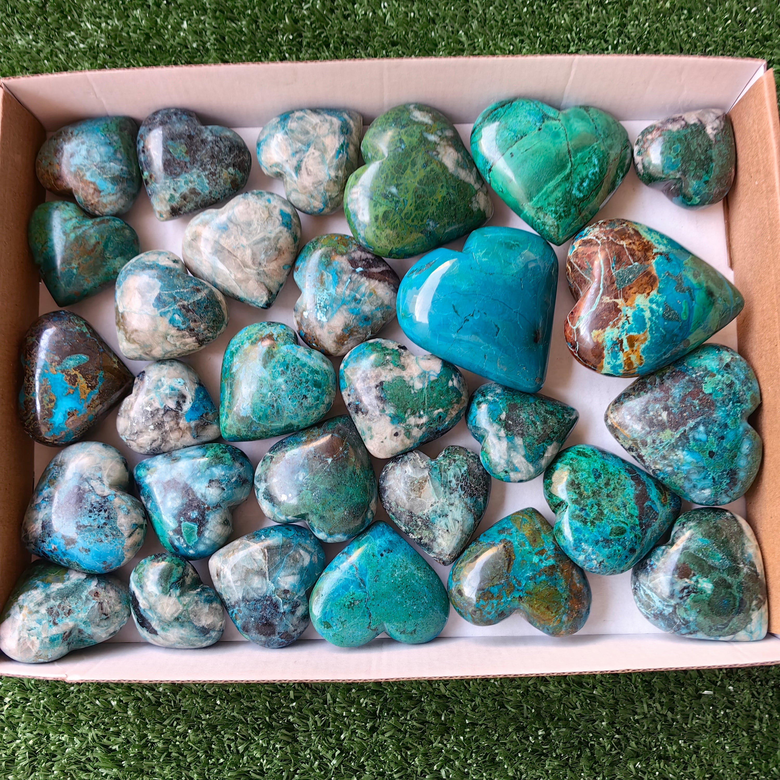 29 pc chrysocolla hearts