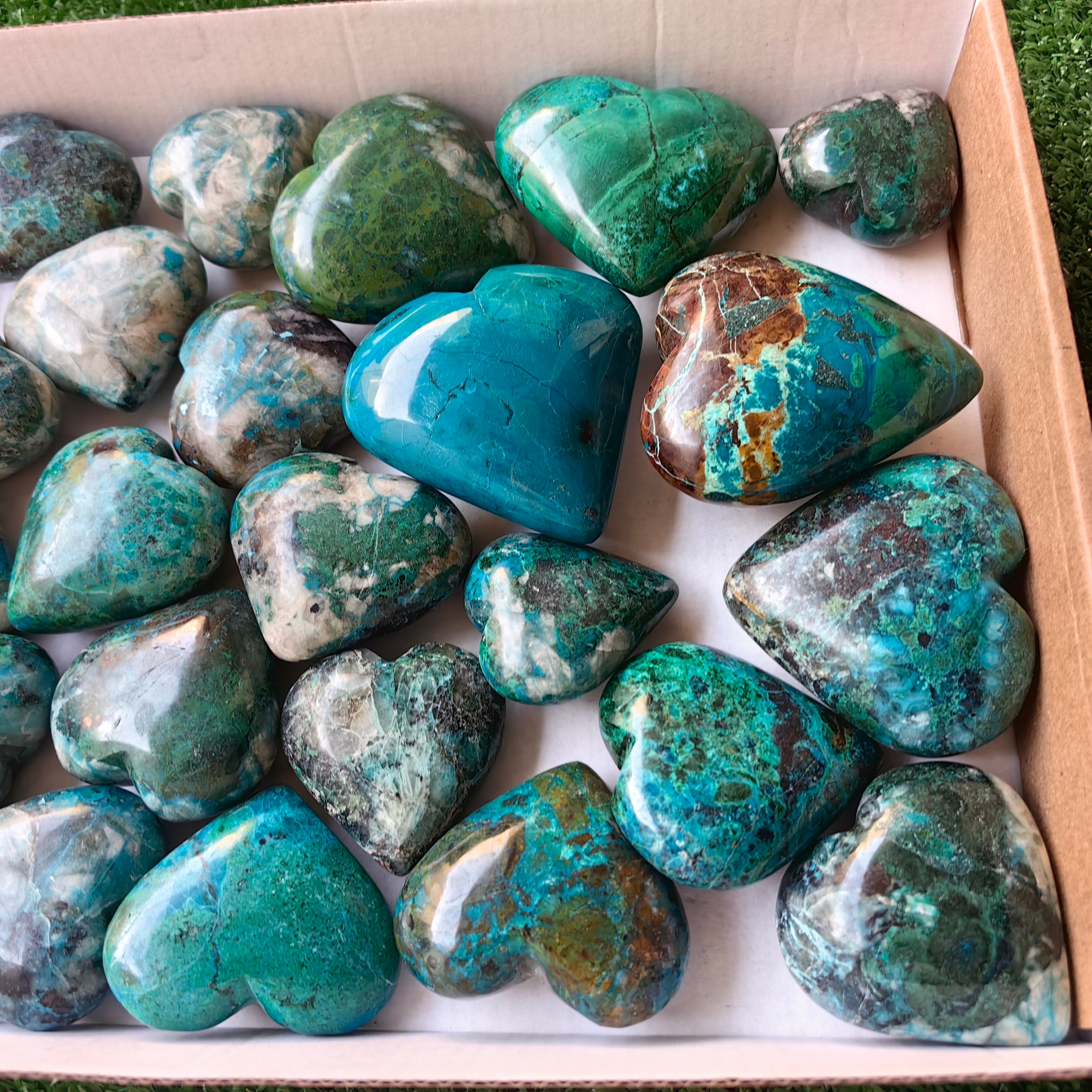 29 pc chrysocolla hearts