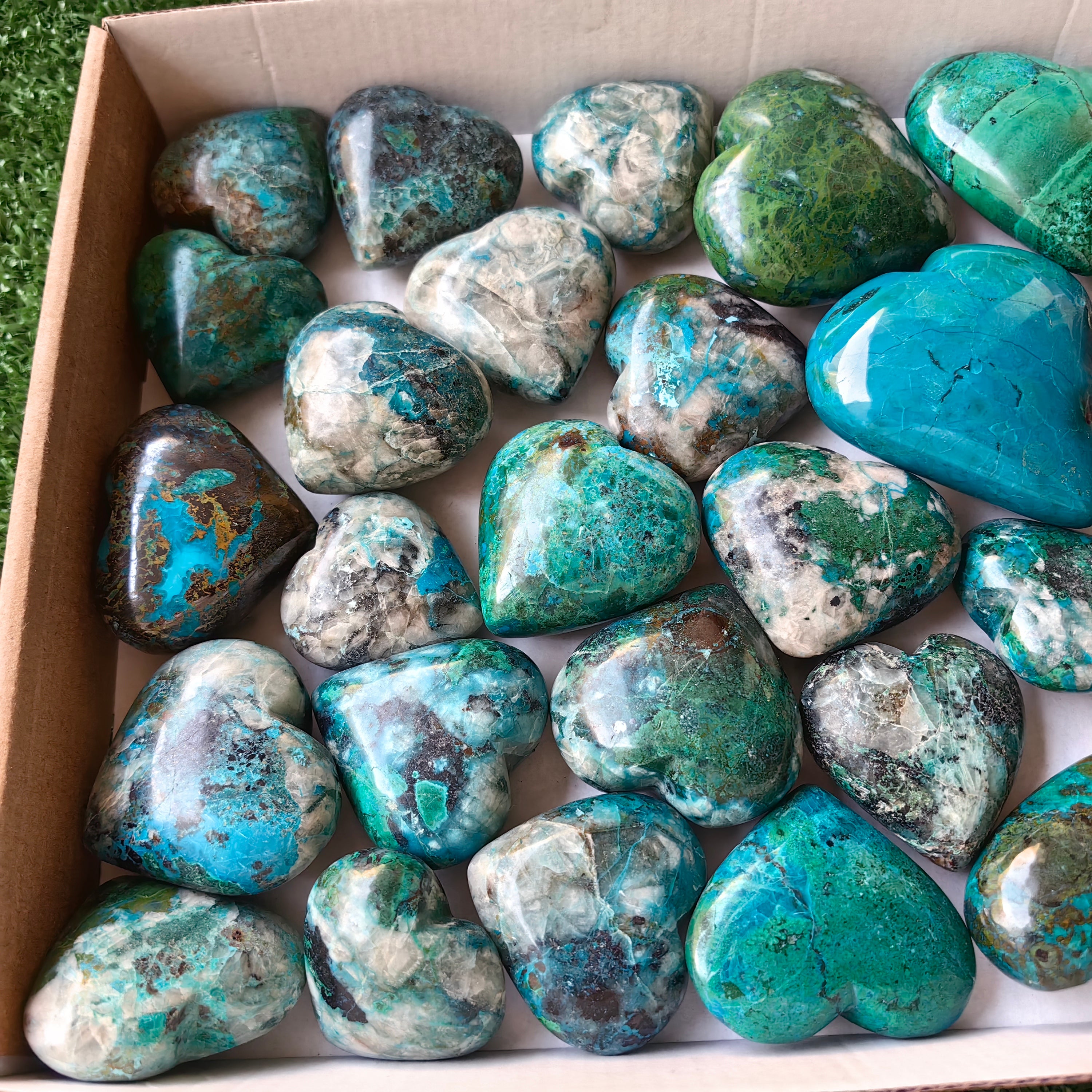29 pc chrysocolla hearts