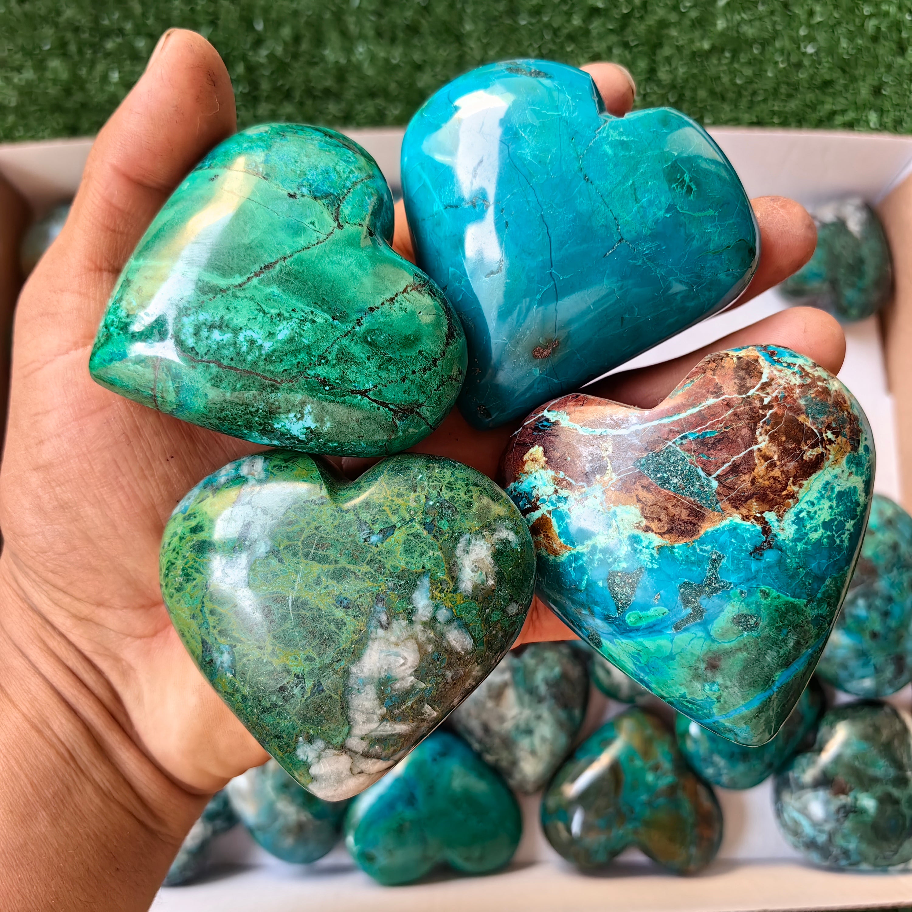 29 pc chrysocolla hearts