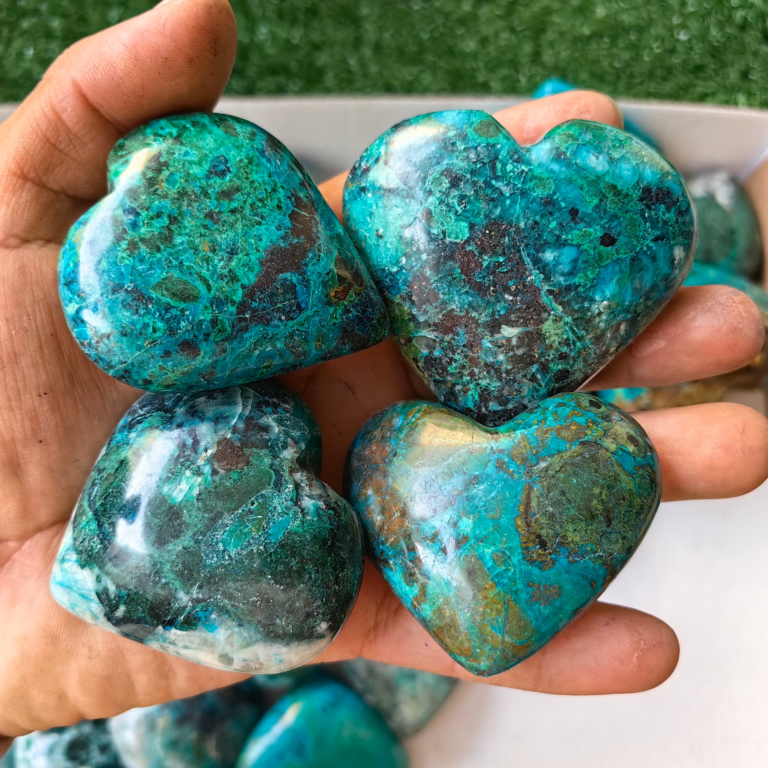 29 pc chrysocolla hearts