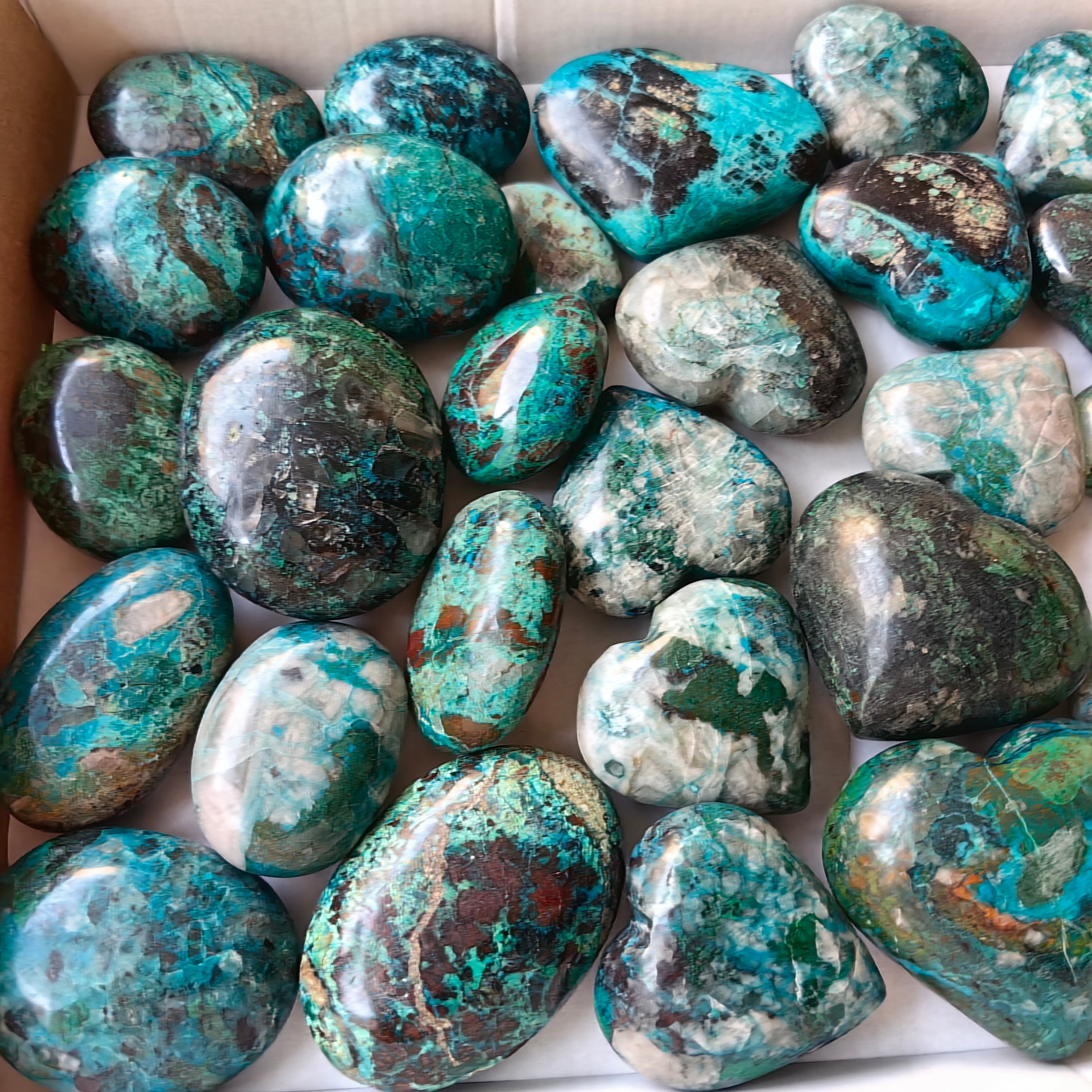 33 pc chrysocolla hearts & palms