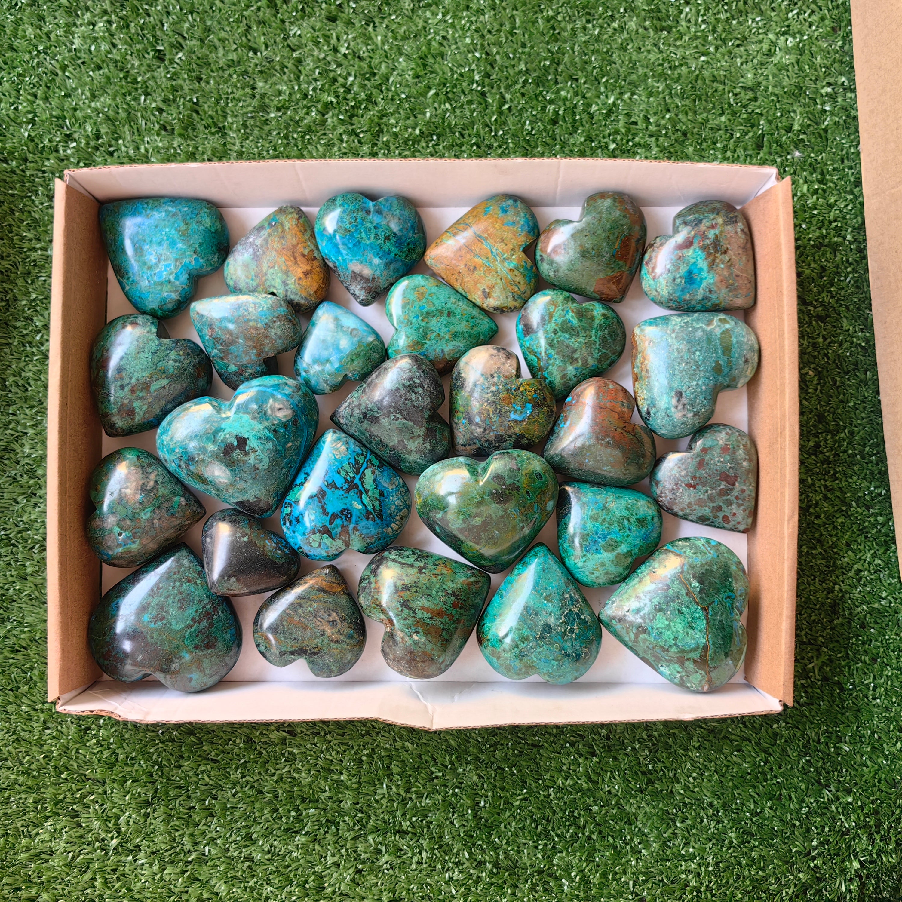 27 pc chrysocolla hearts