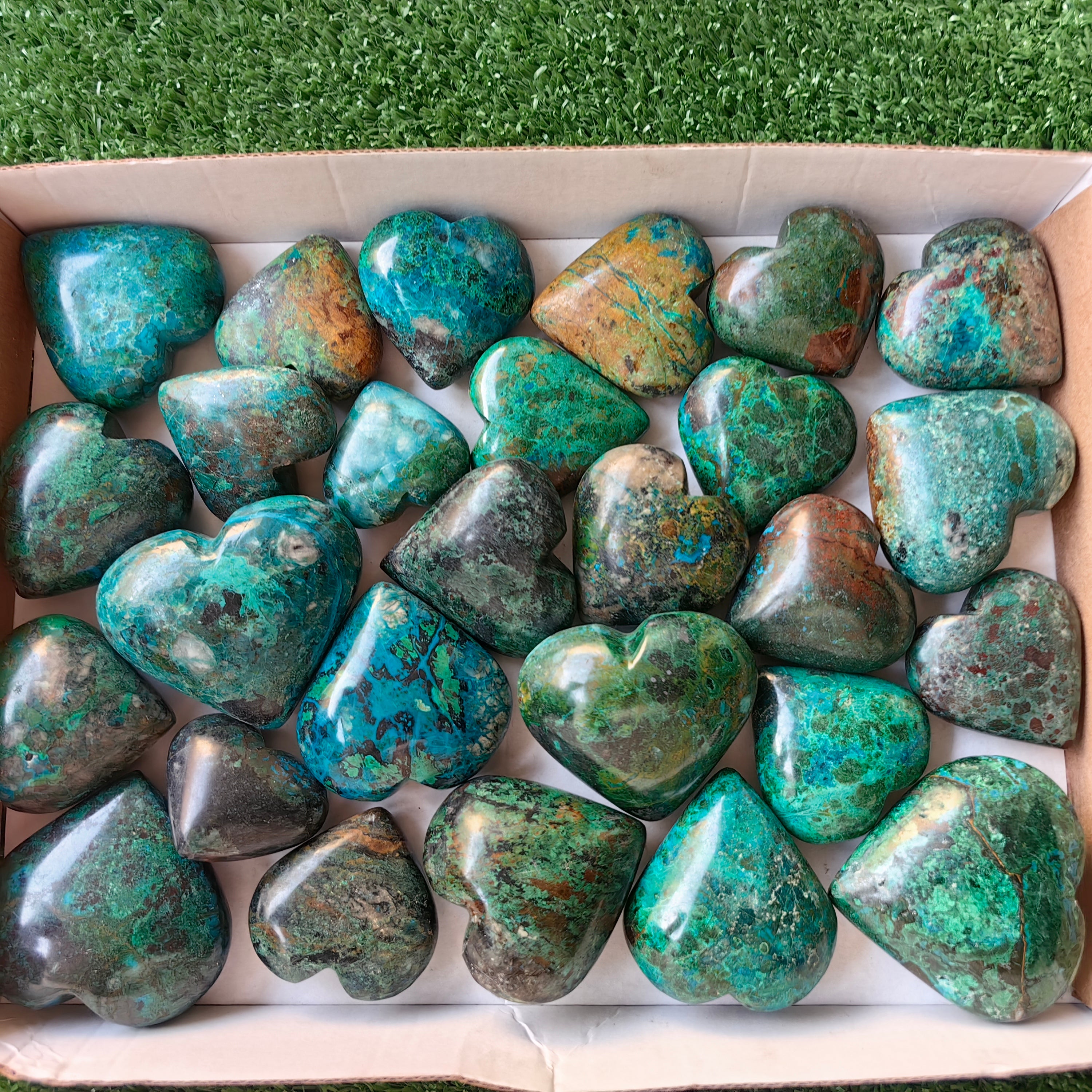 27 pc chrysocolla hearts