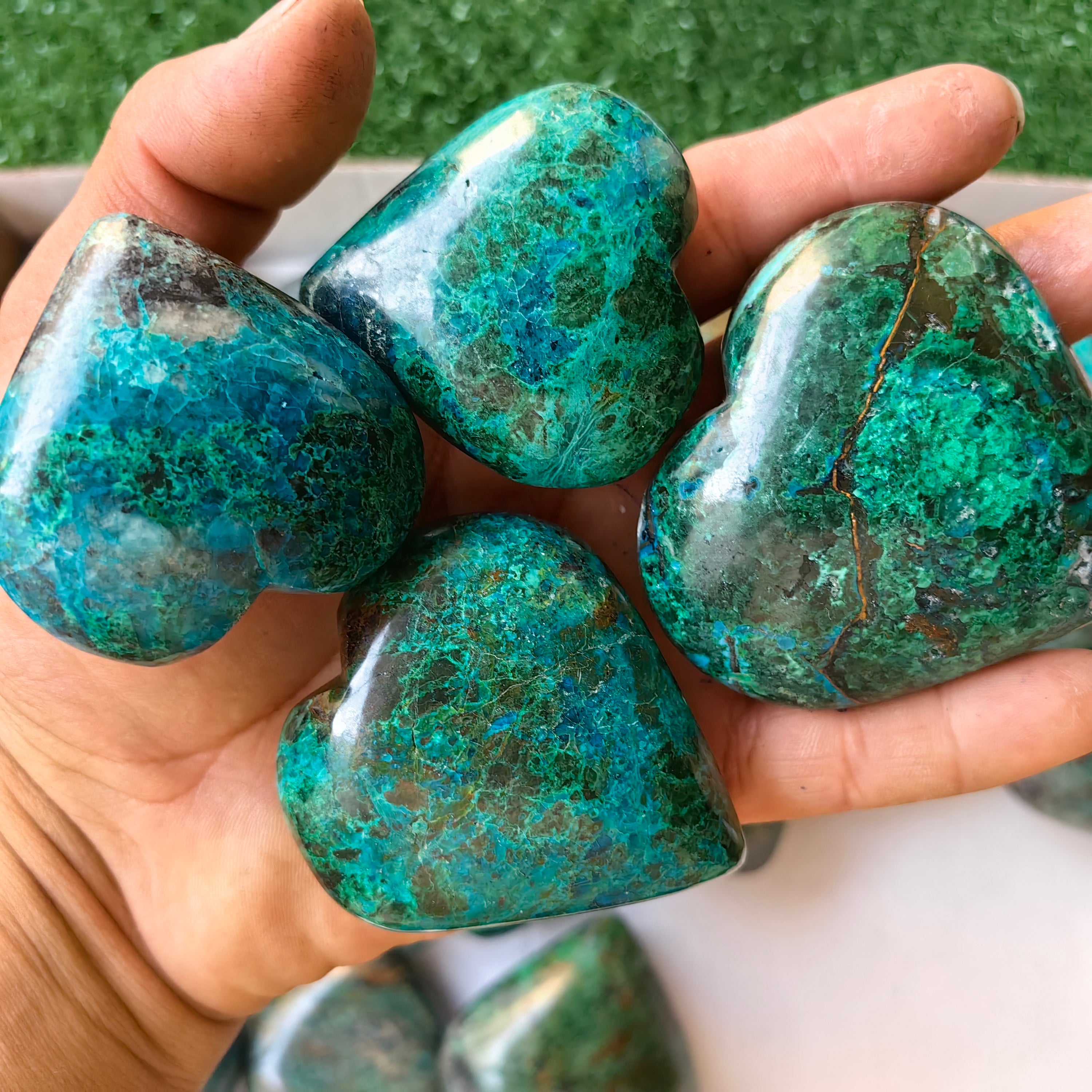 27 pc chrysocolla hearts