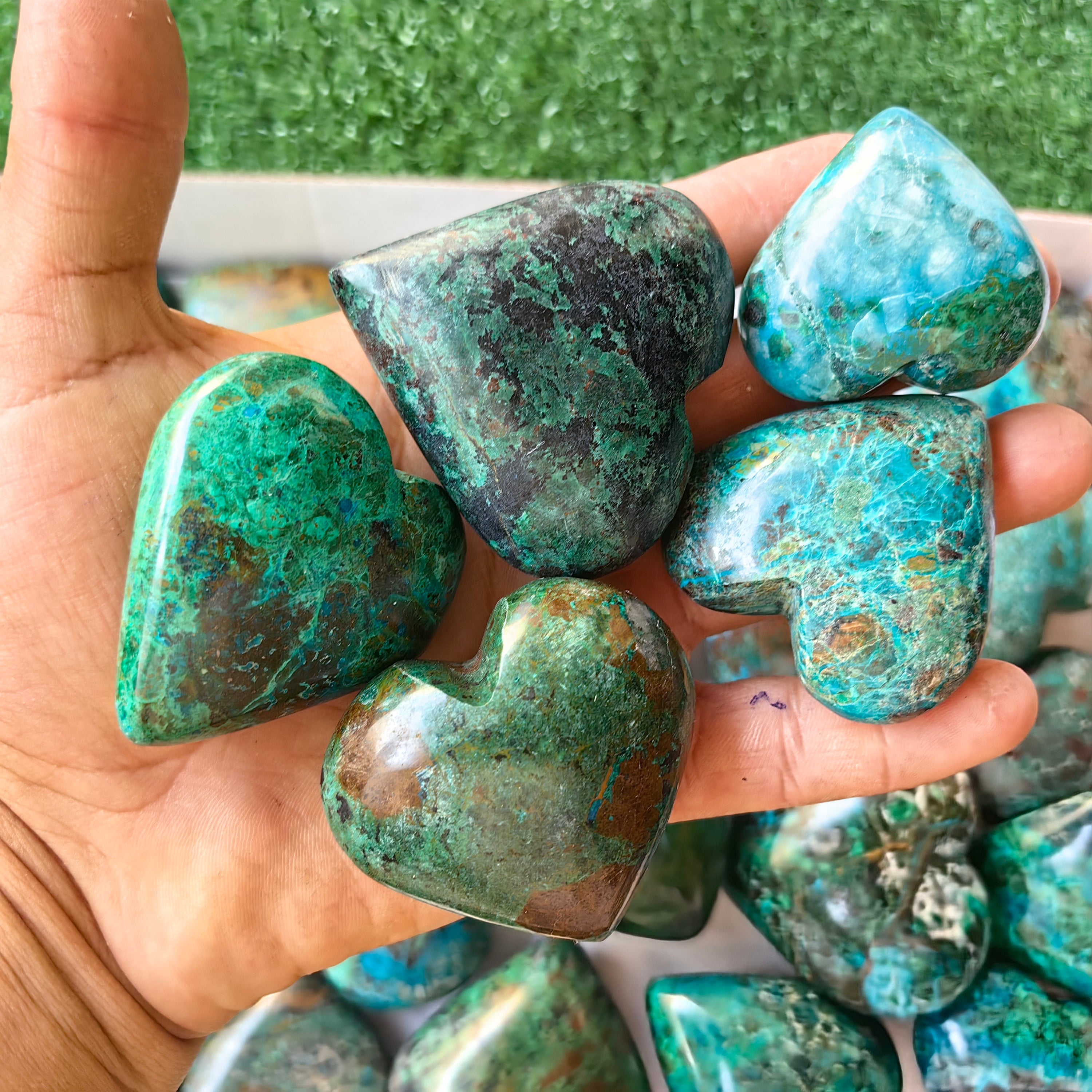 27 pc chrysocolla hearts