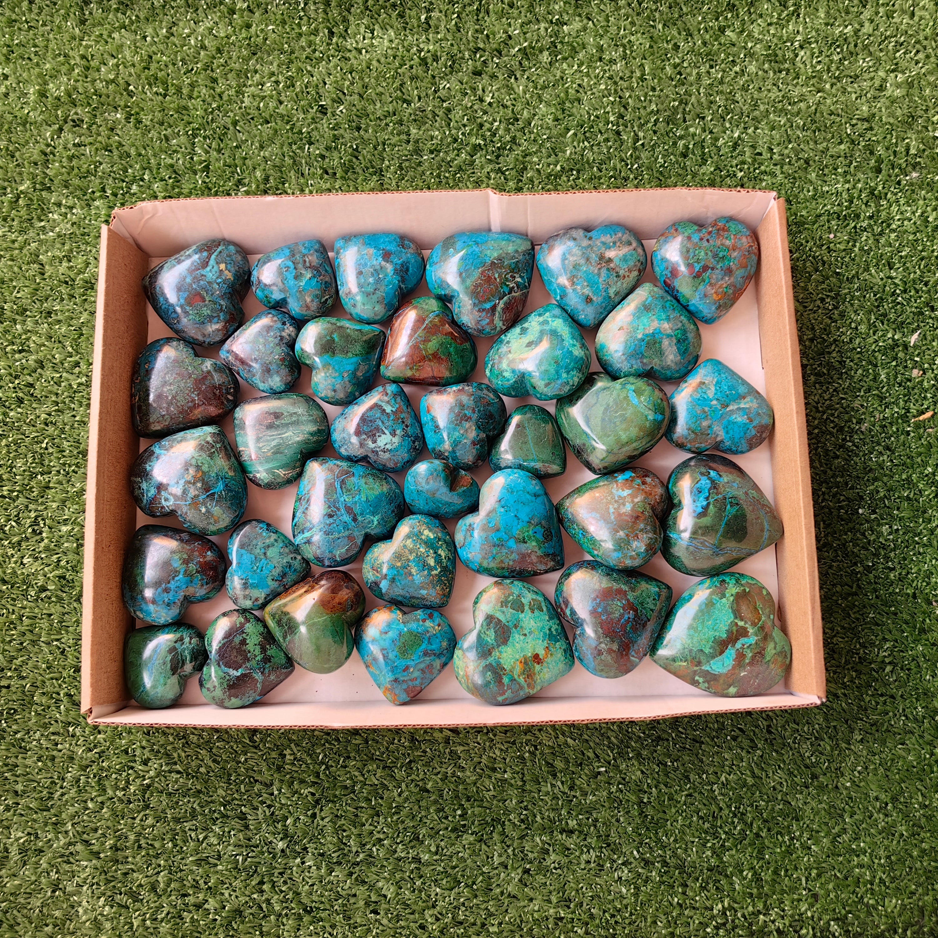 34 pc chrysocolla hearts