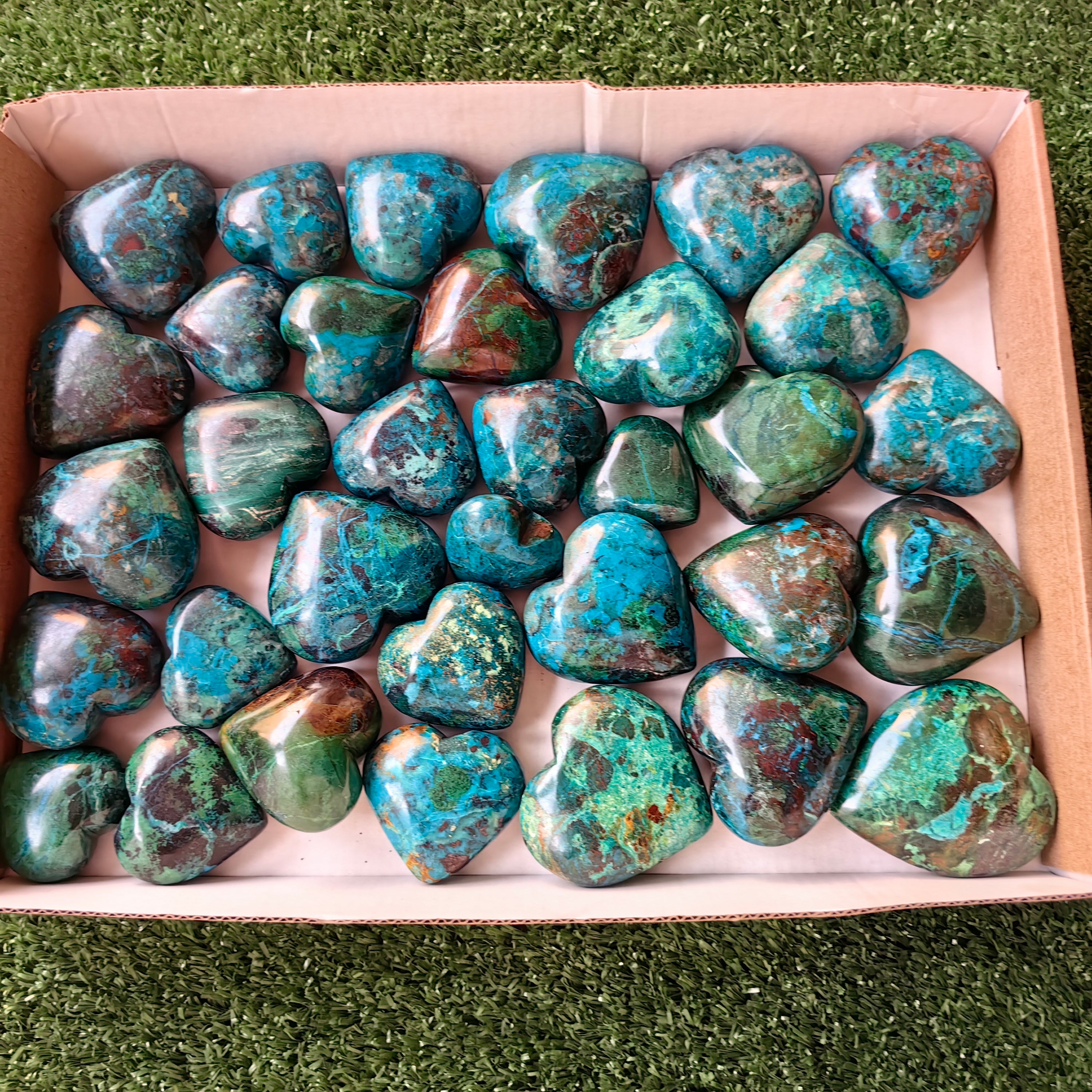 34 pc chrysocolla hearts