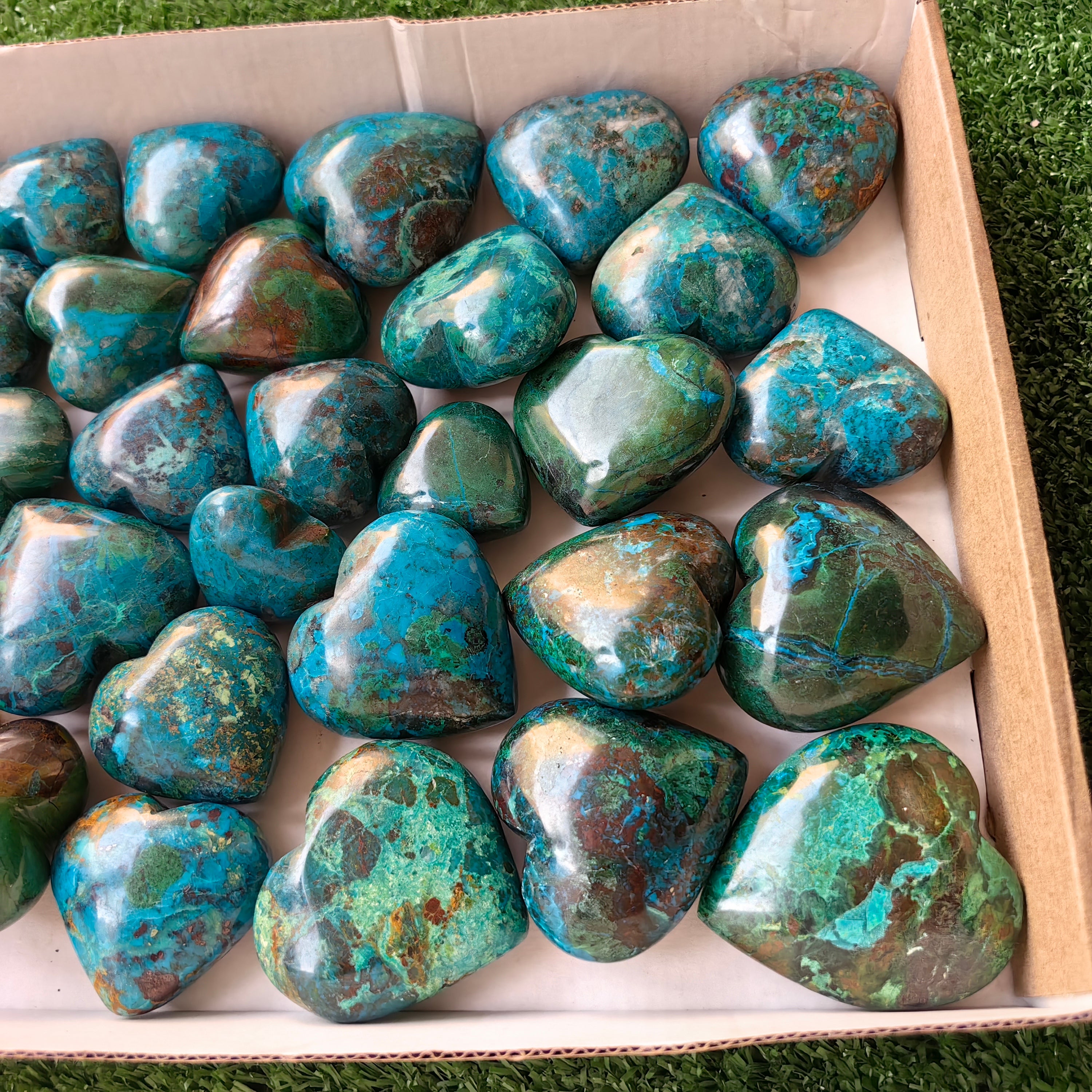 34 pc chrysocolla hearts