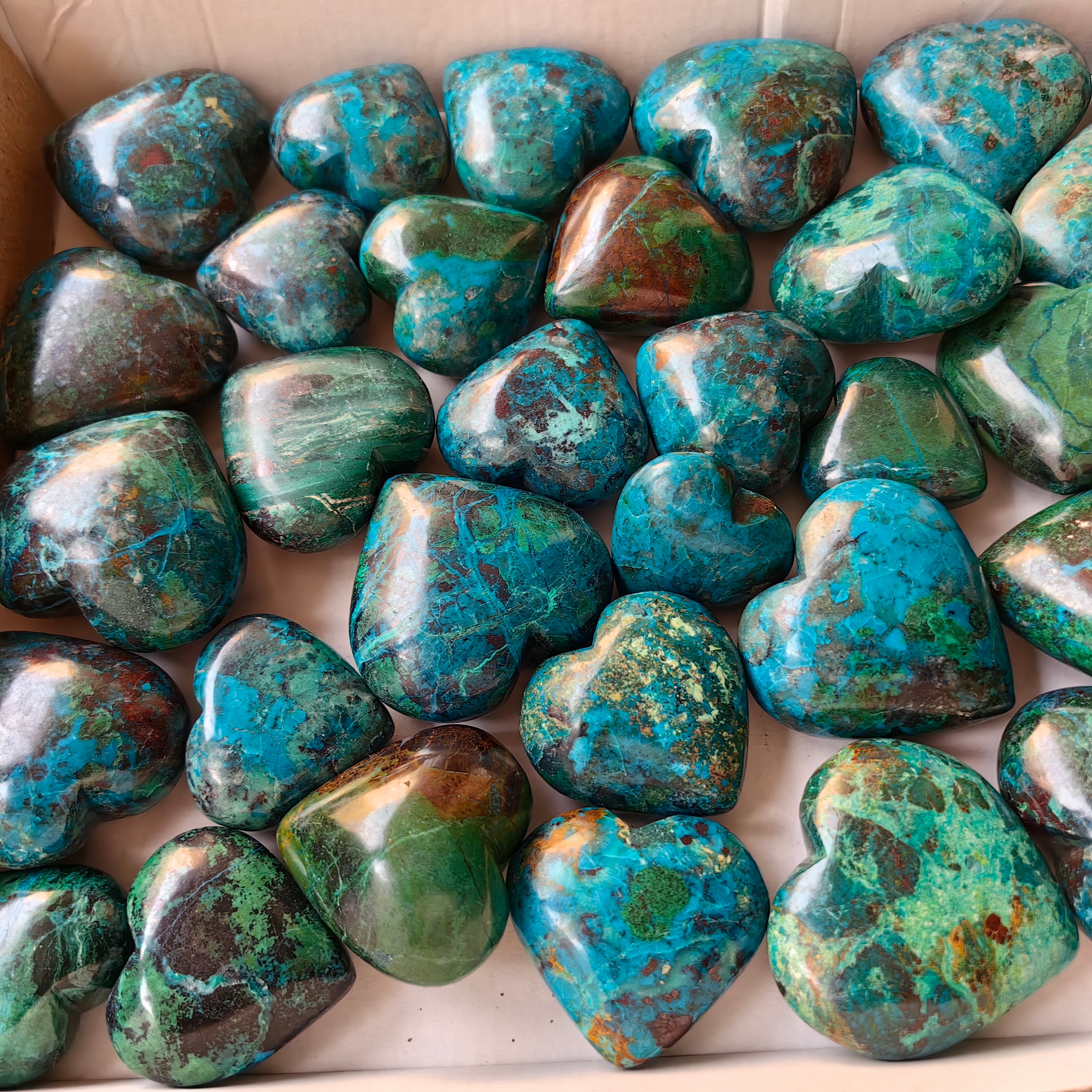 34 pc chrysocolla hearts