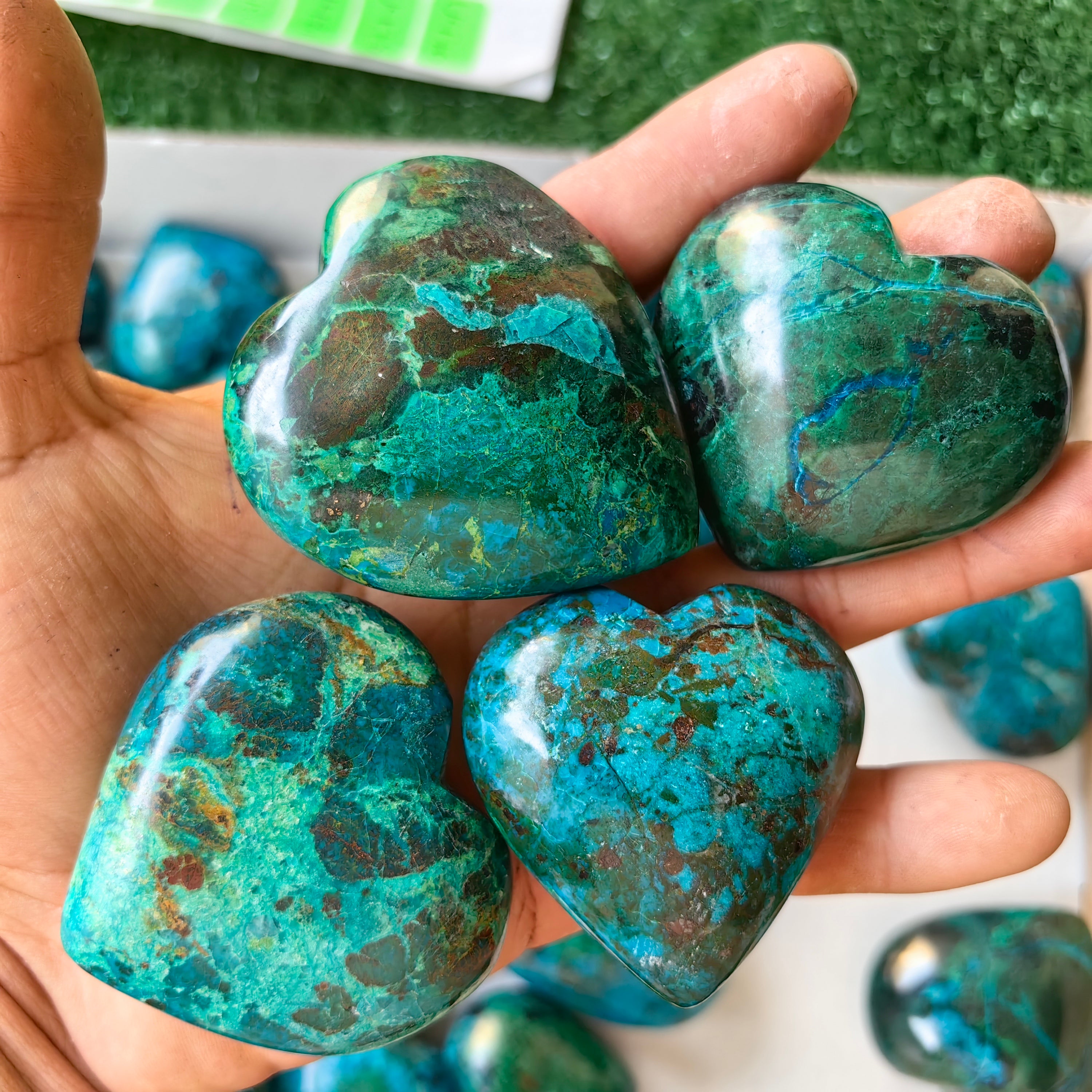 34 pc chrysocolla hearts