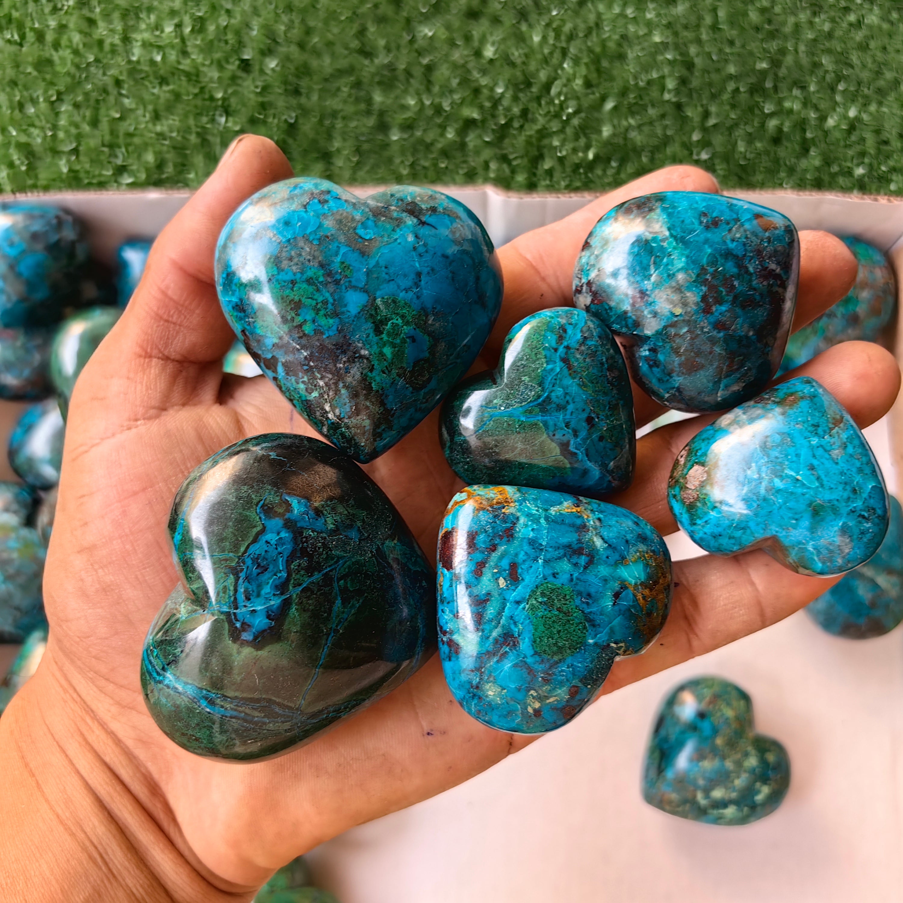 34 pc chrysocolla hearts