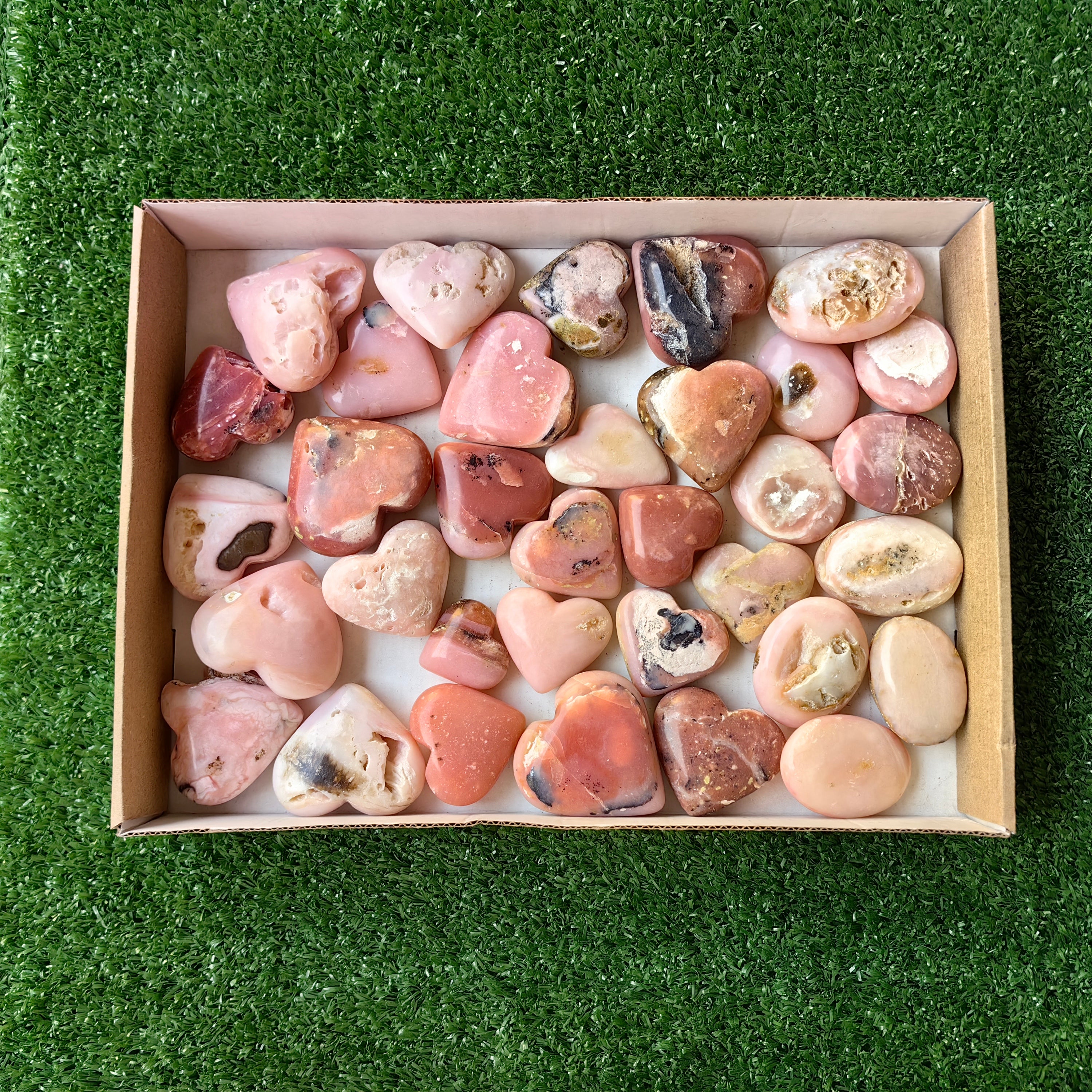 34 pc pink opal hearts & palms