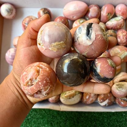 48 pc pink opal spheres and eggs