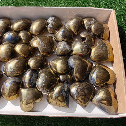 34 pc chalcopyrite with covellite palms & hearts