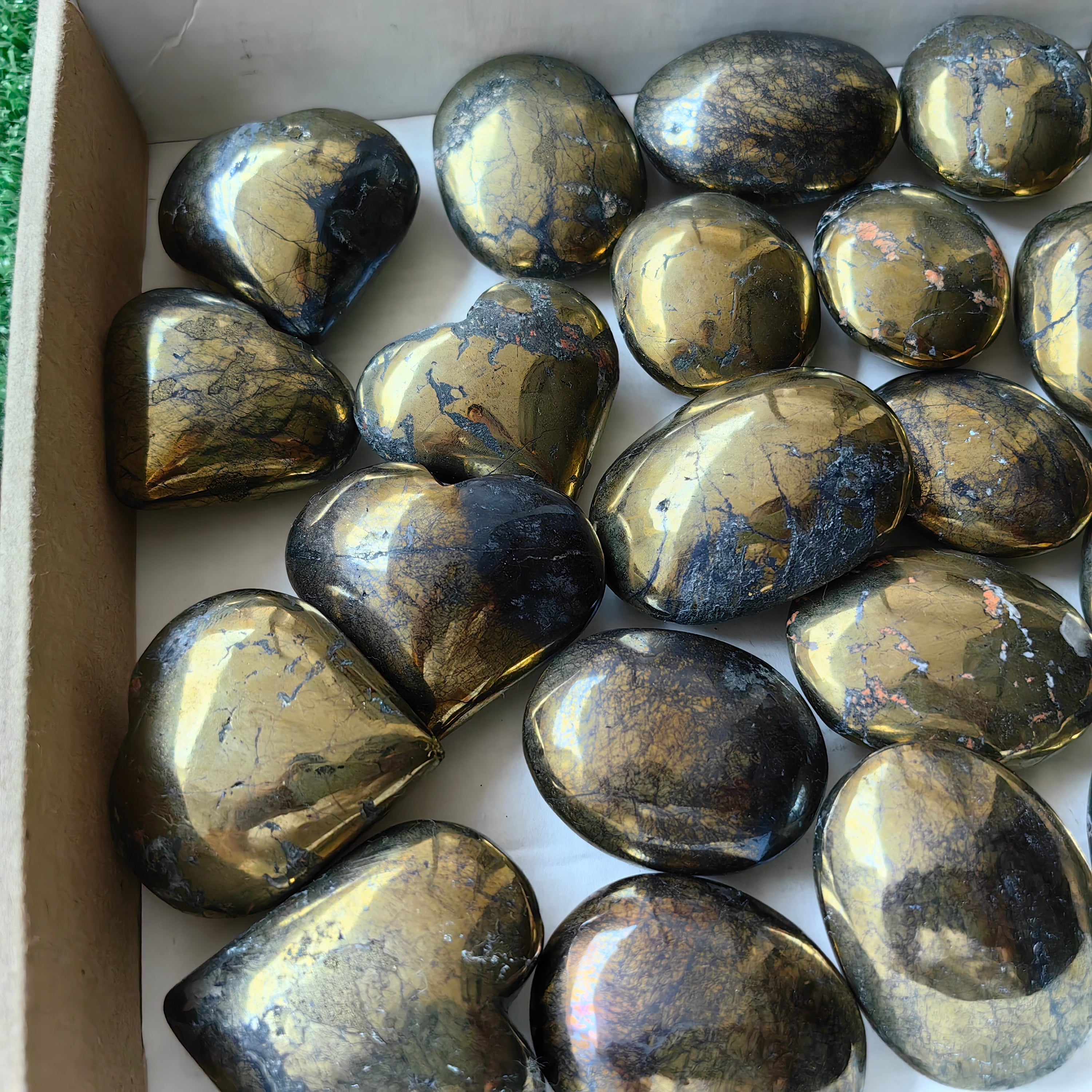 30 pc chalcopyrite with covellite hearts & palms