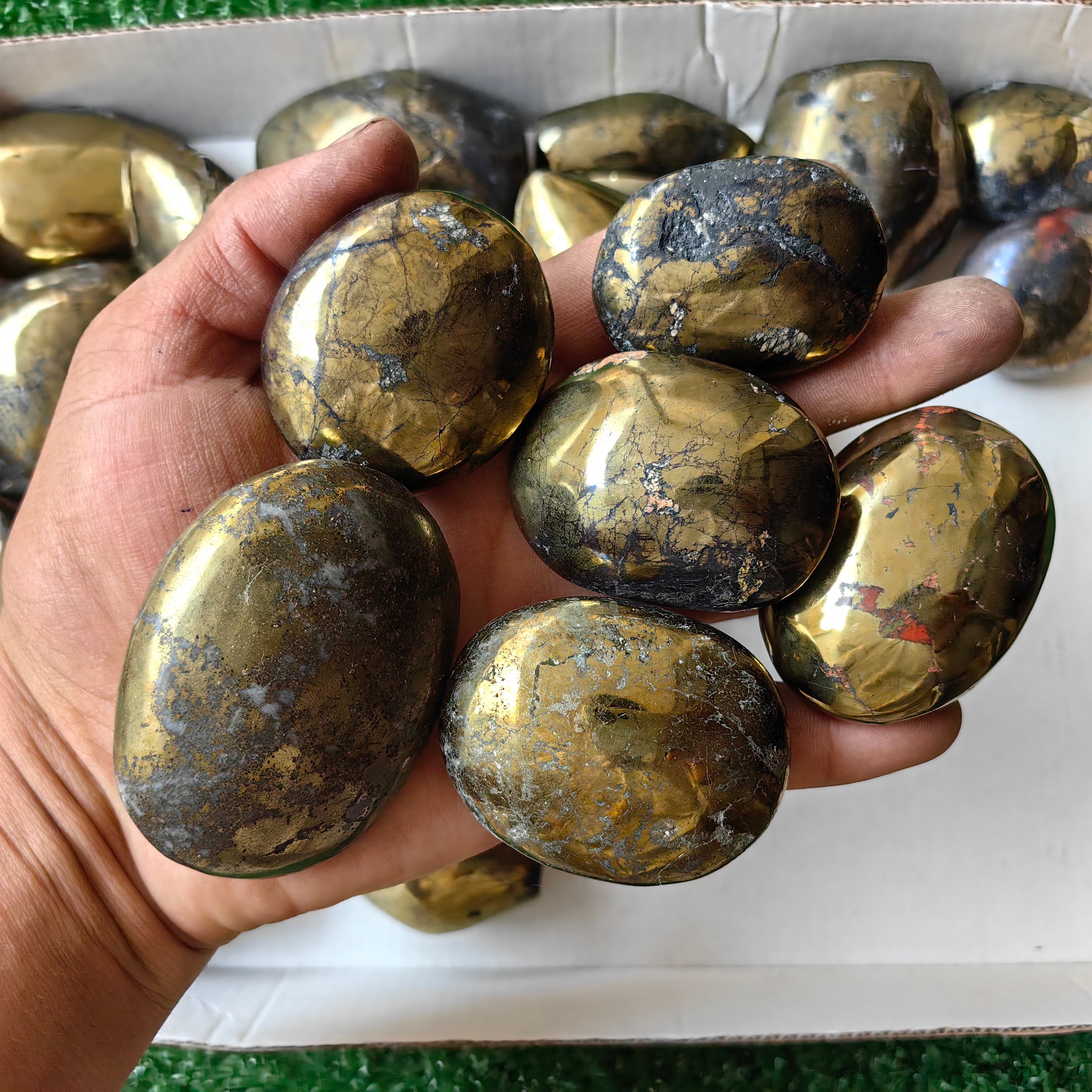 25 pc chalcopyrite with covellite palms & free forms