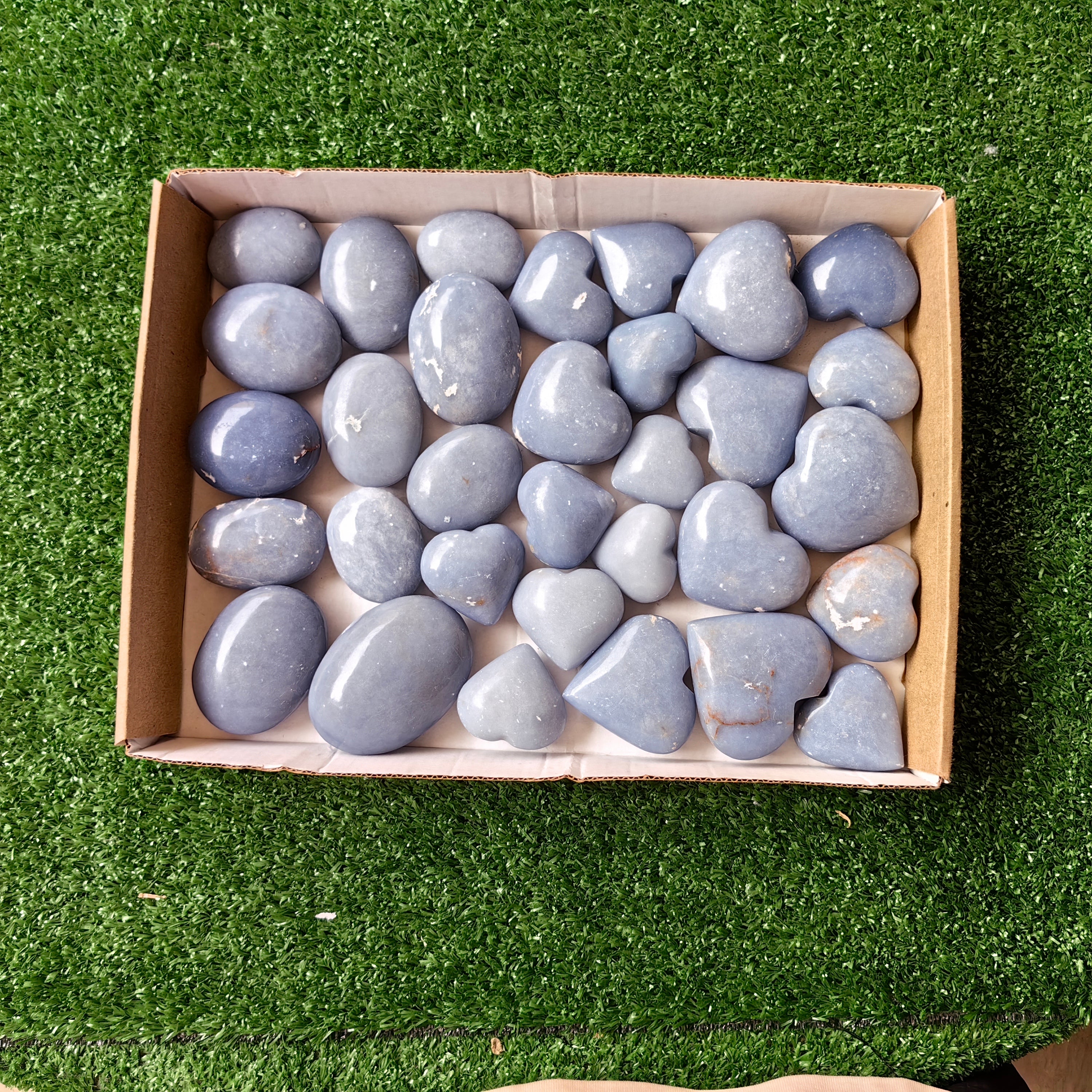 32 pc blue angelite palms & hearts