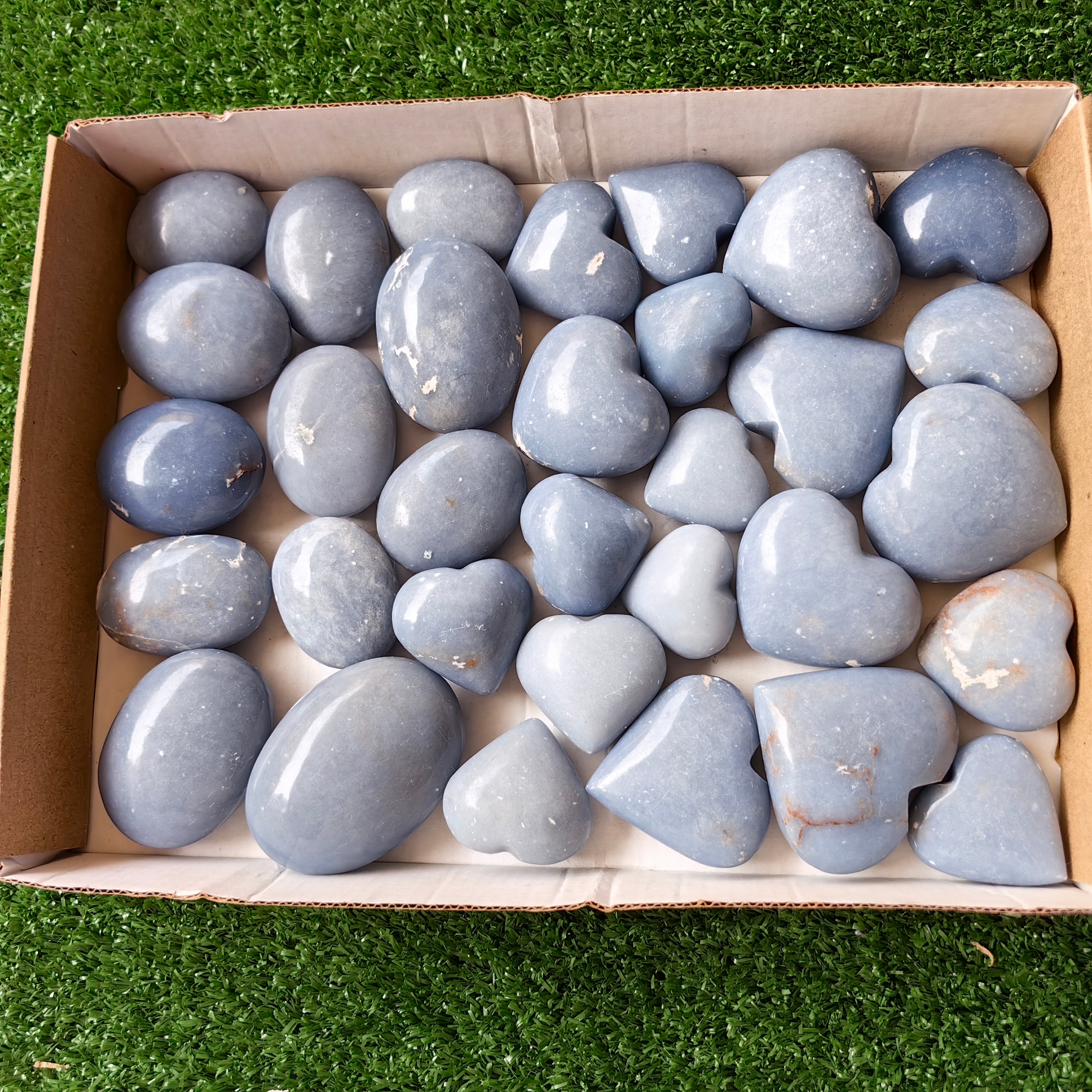 32 pc blue angelite palms & hearts