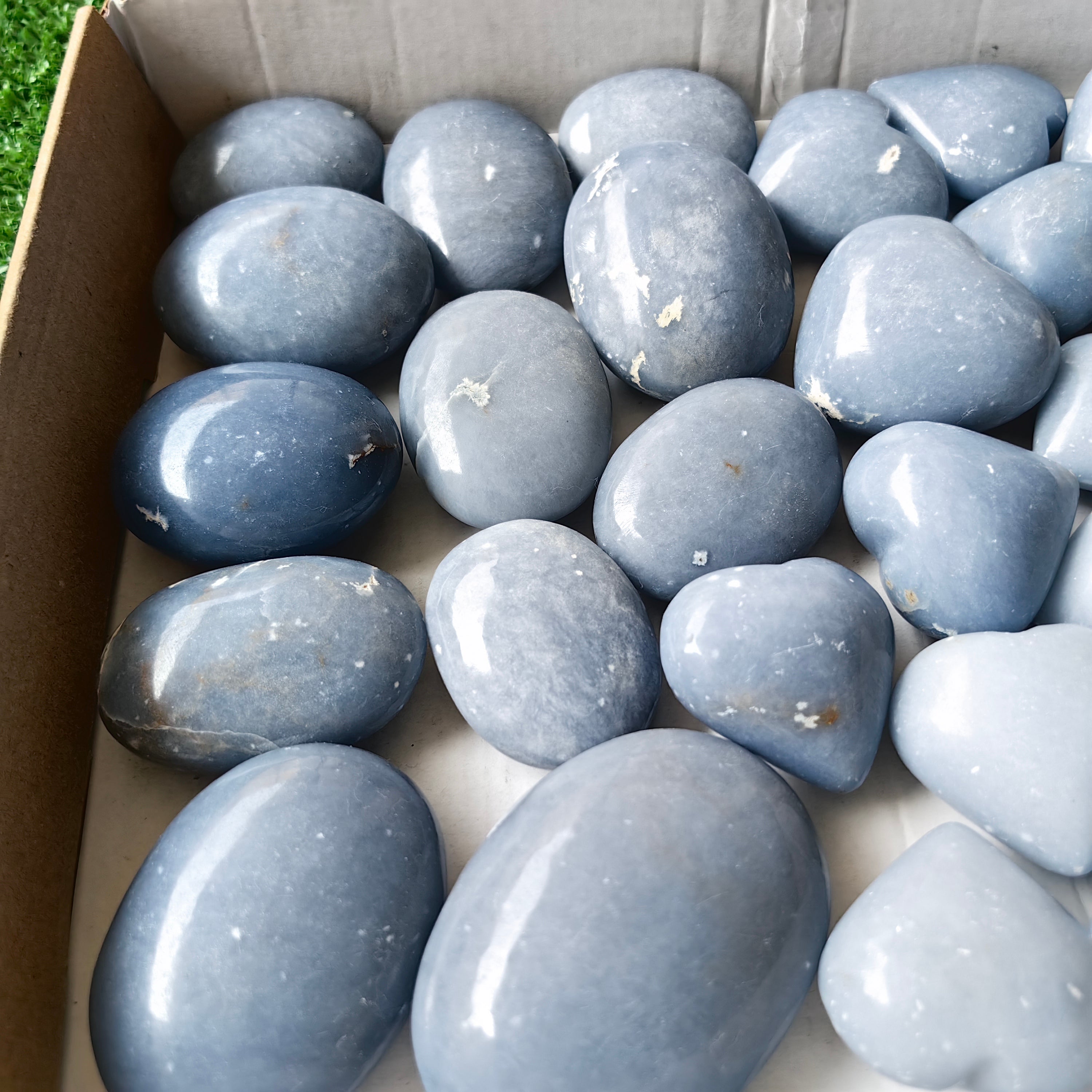 32 pc blue angelite palms & hearts