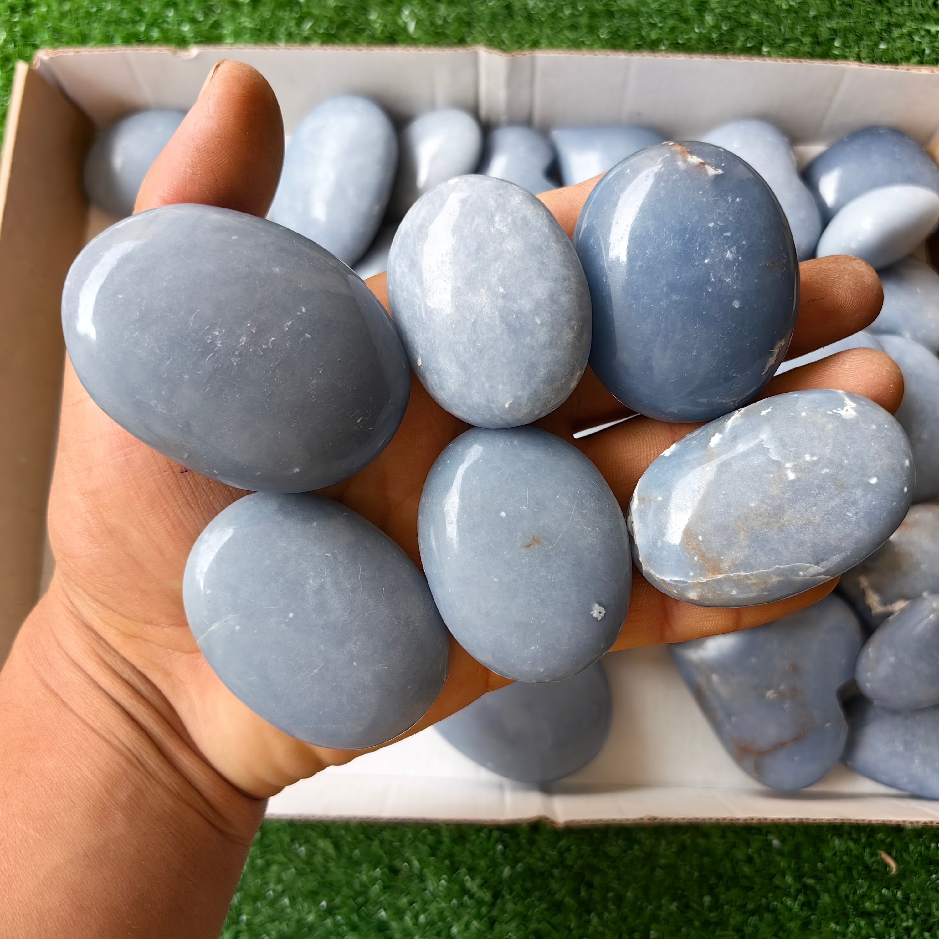 32 pc blue angelite palms & hearts