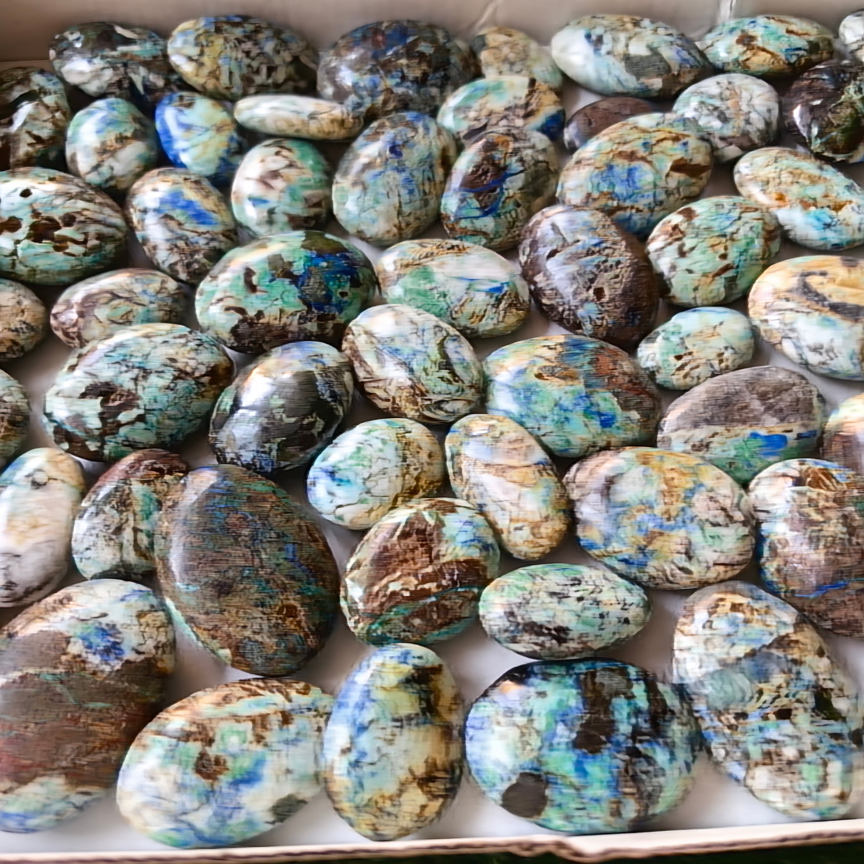 64 pc azurite with amazonite palms