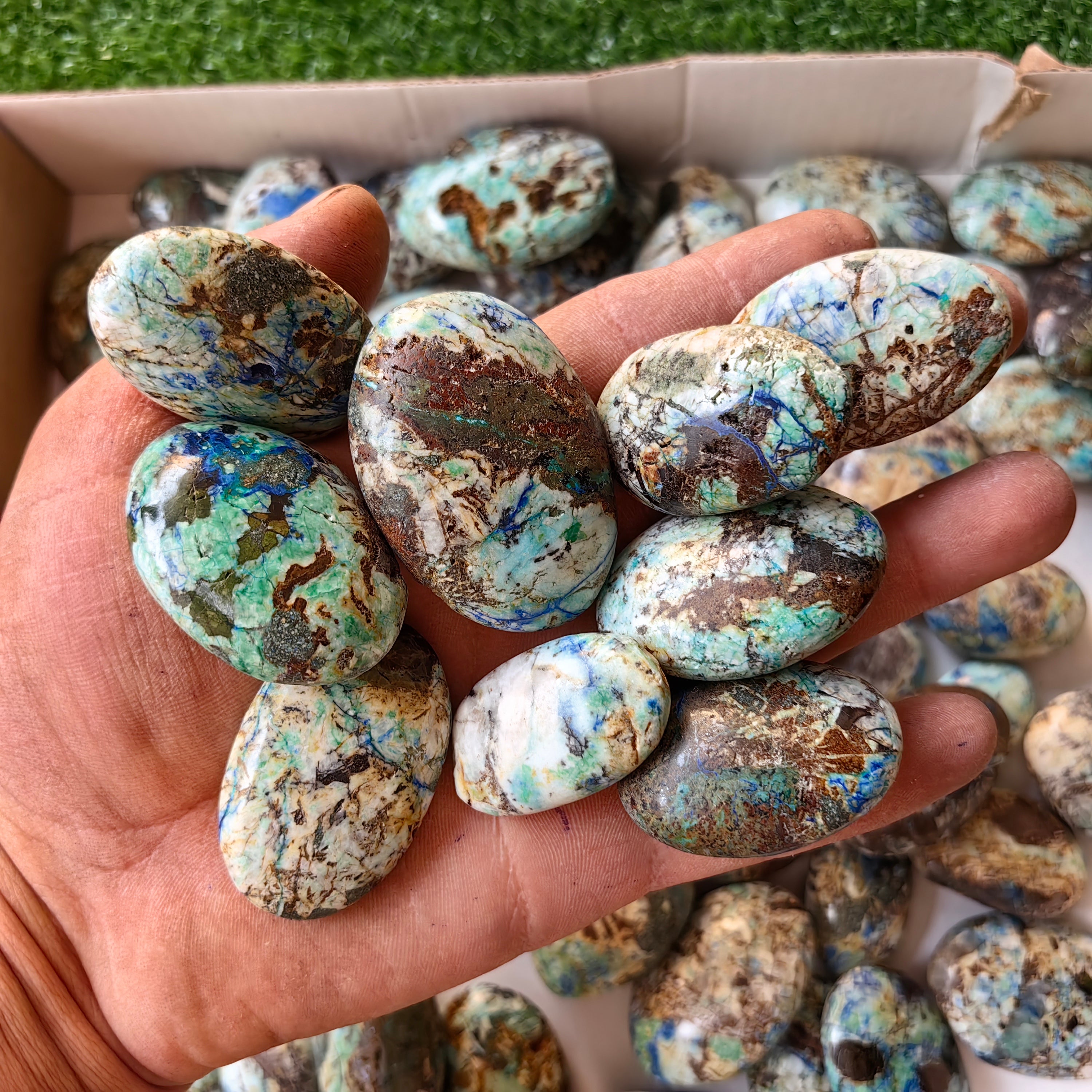 64 pc azurite with amazonite palms