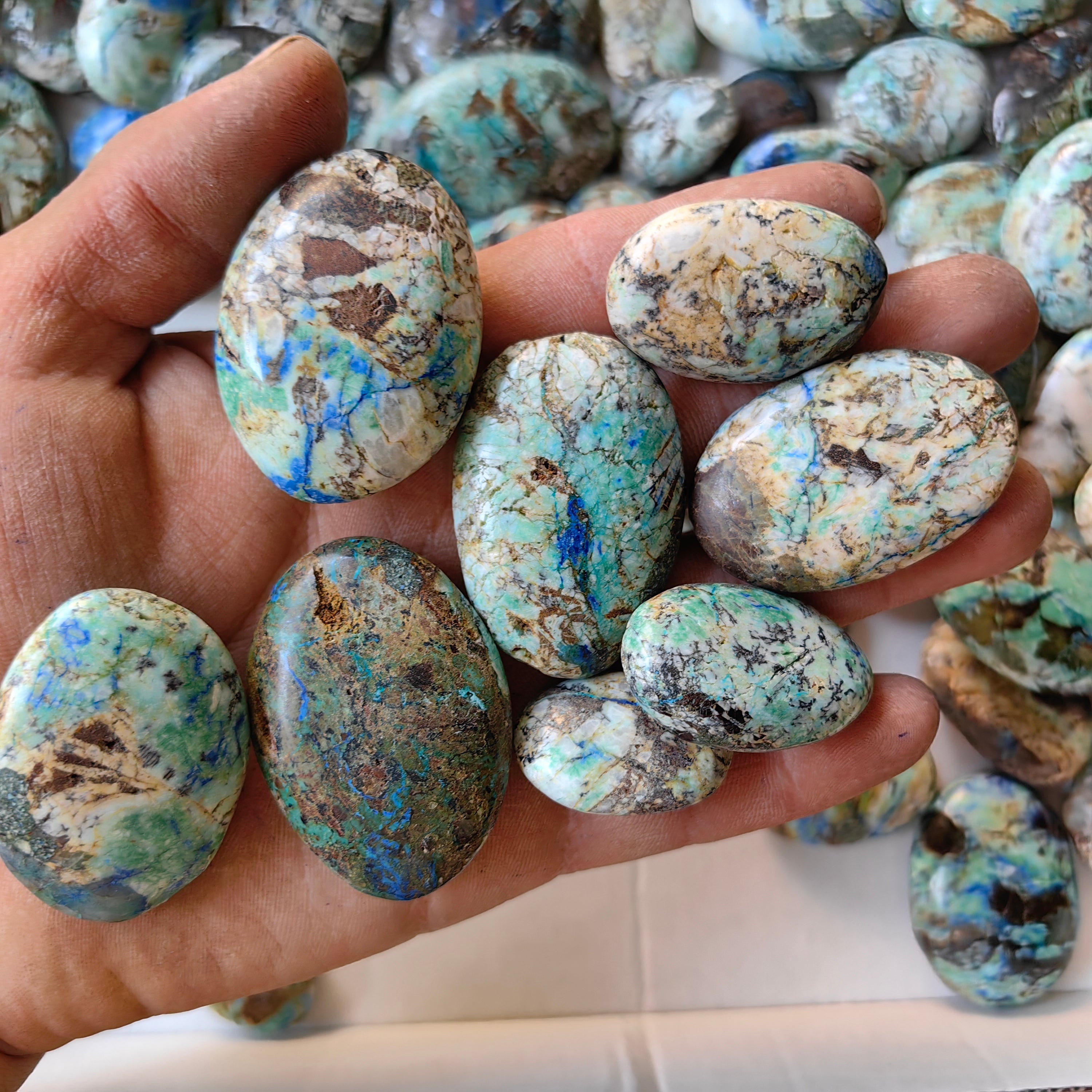 64 pc azurite with amazonite palms