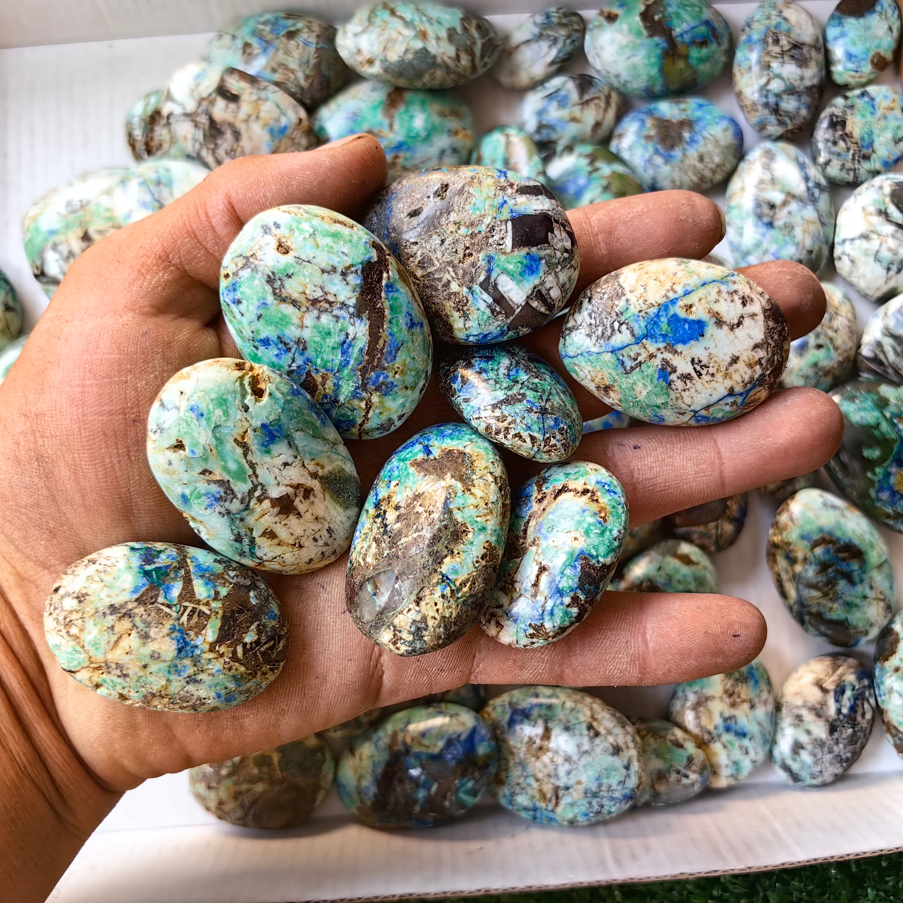 63 pc azurite with amazonite palms