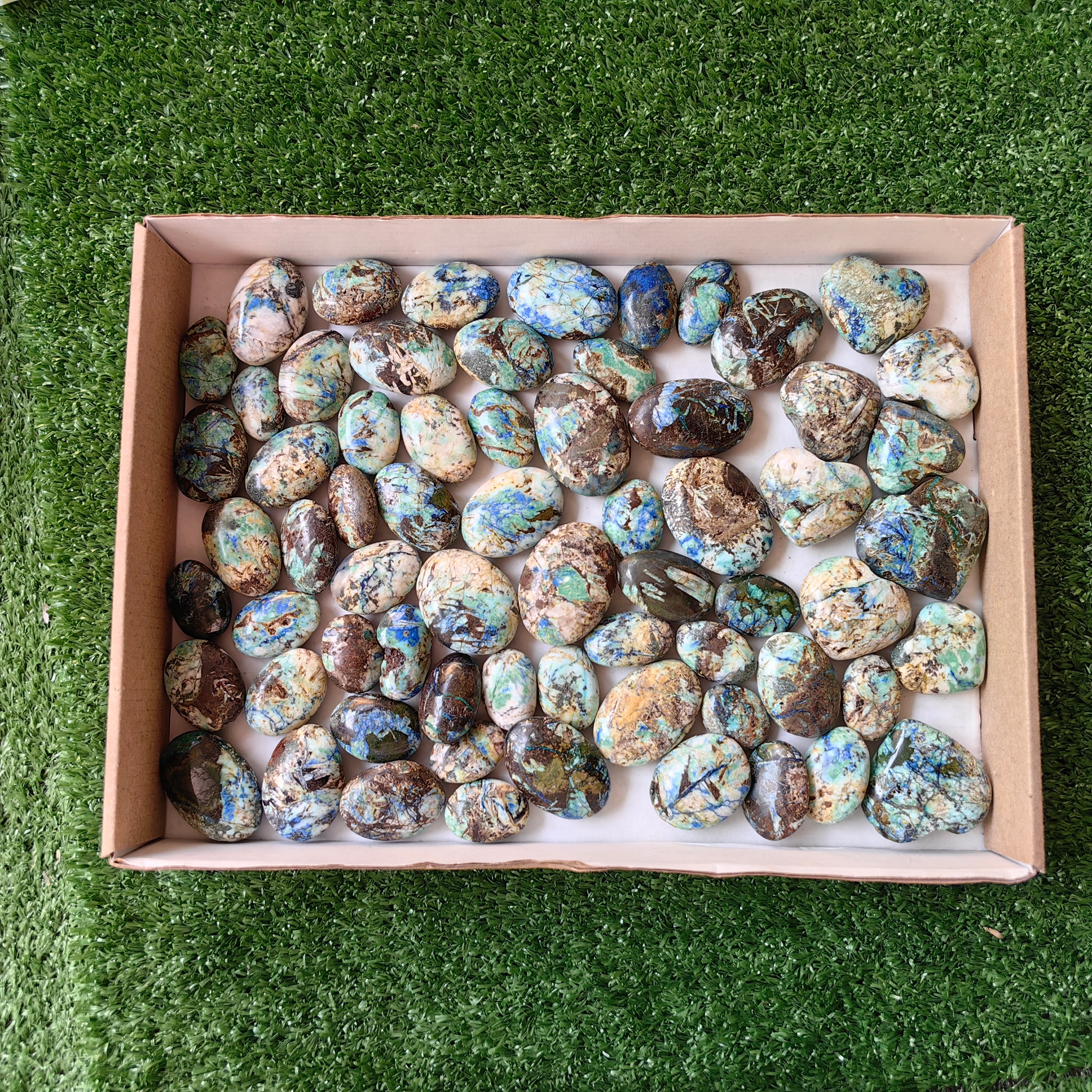 59 pc azurite with amazonite palms & hearts