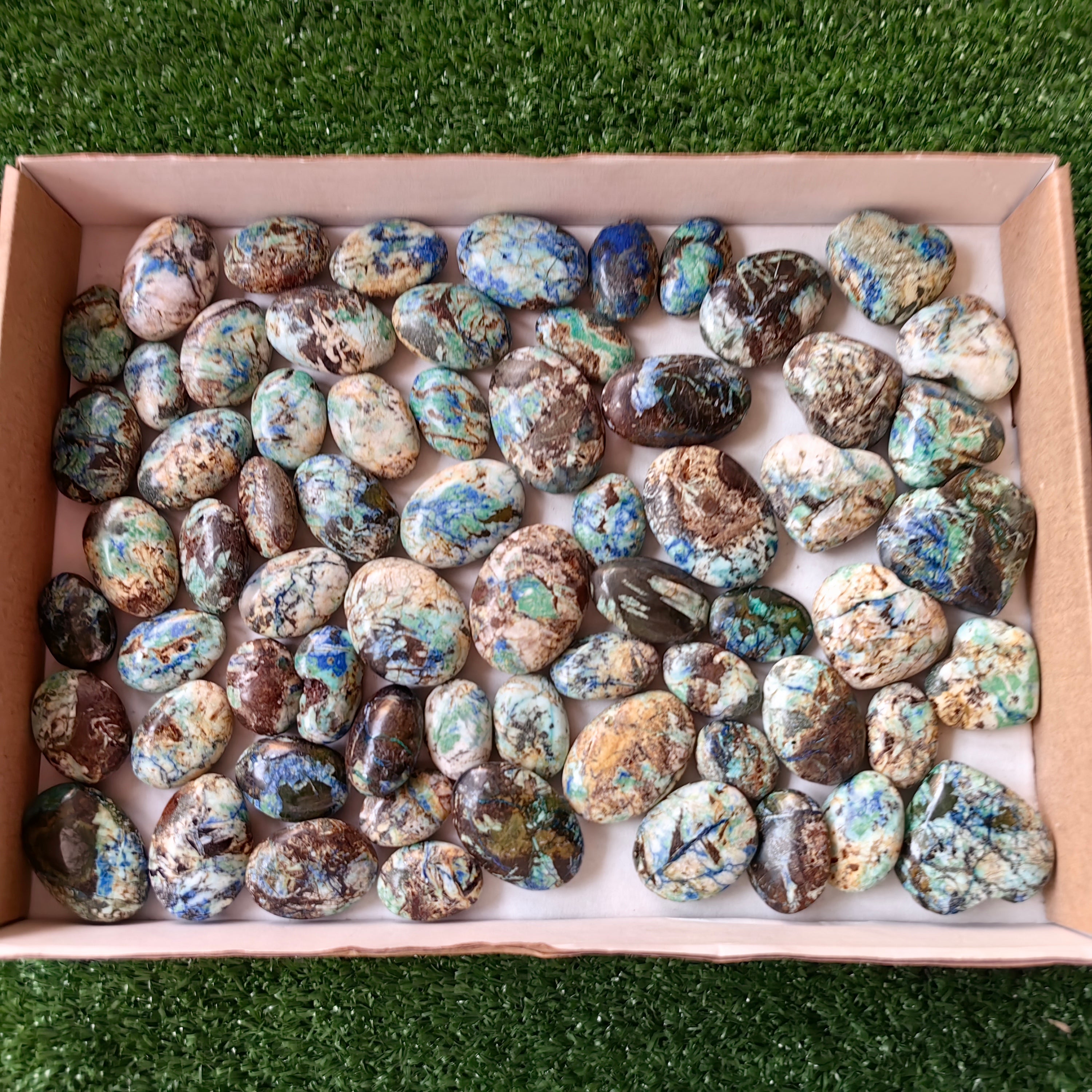 59 pc azurite with amazonite palms & hearts