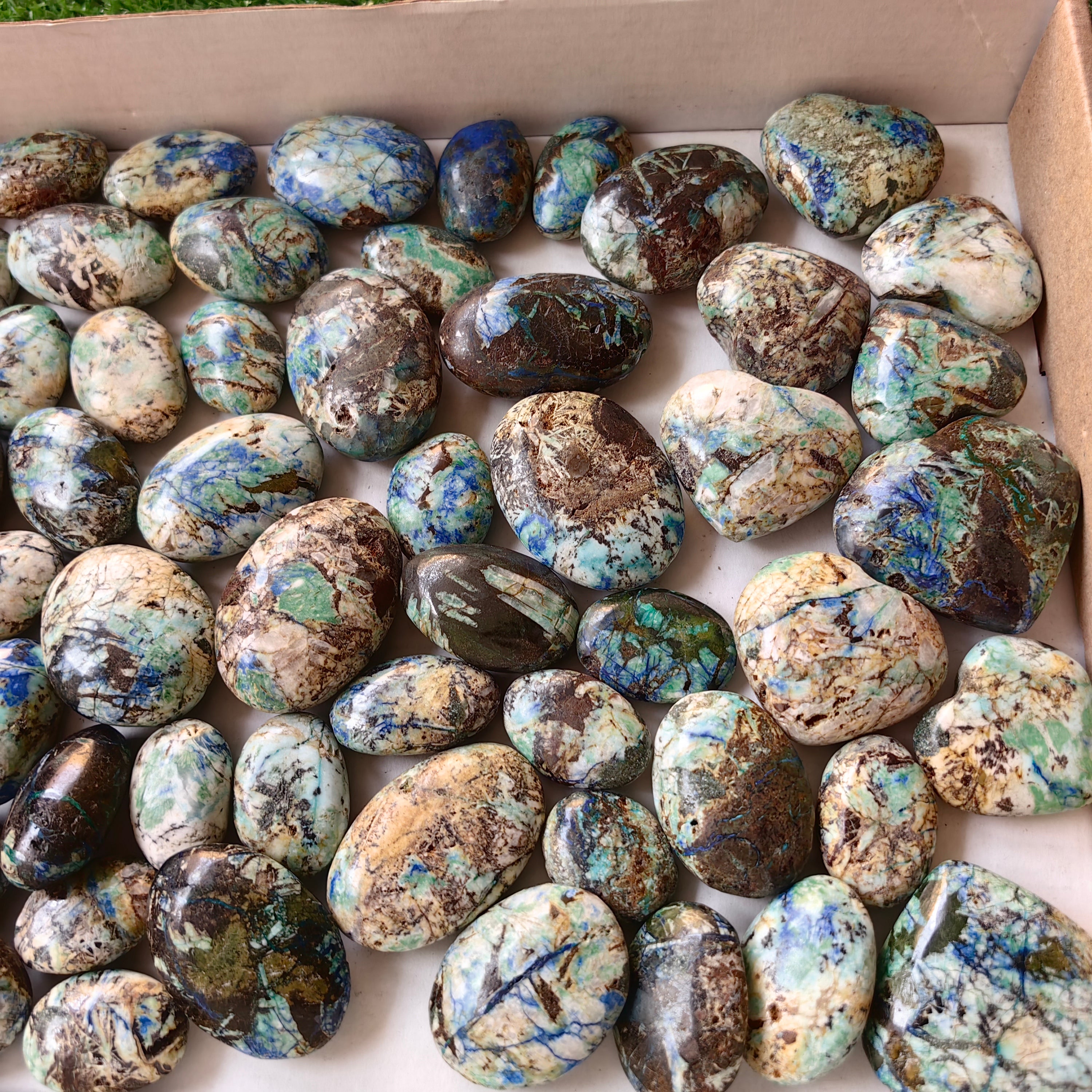 59 pc azurite with amazonite palms & hearts