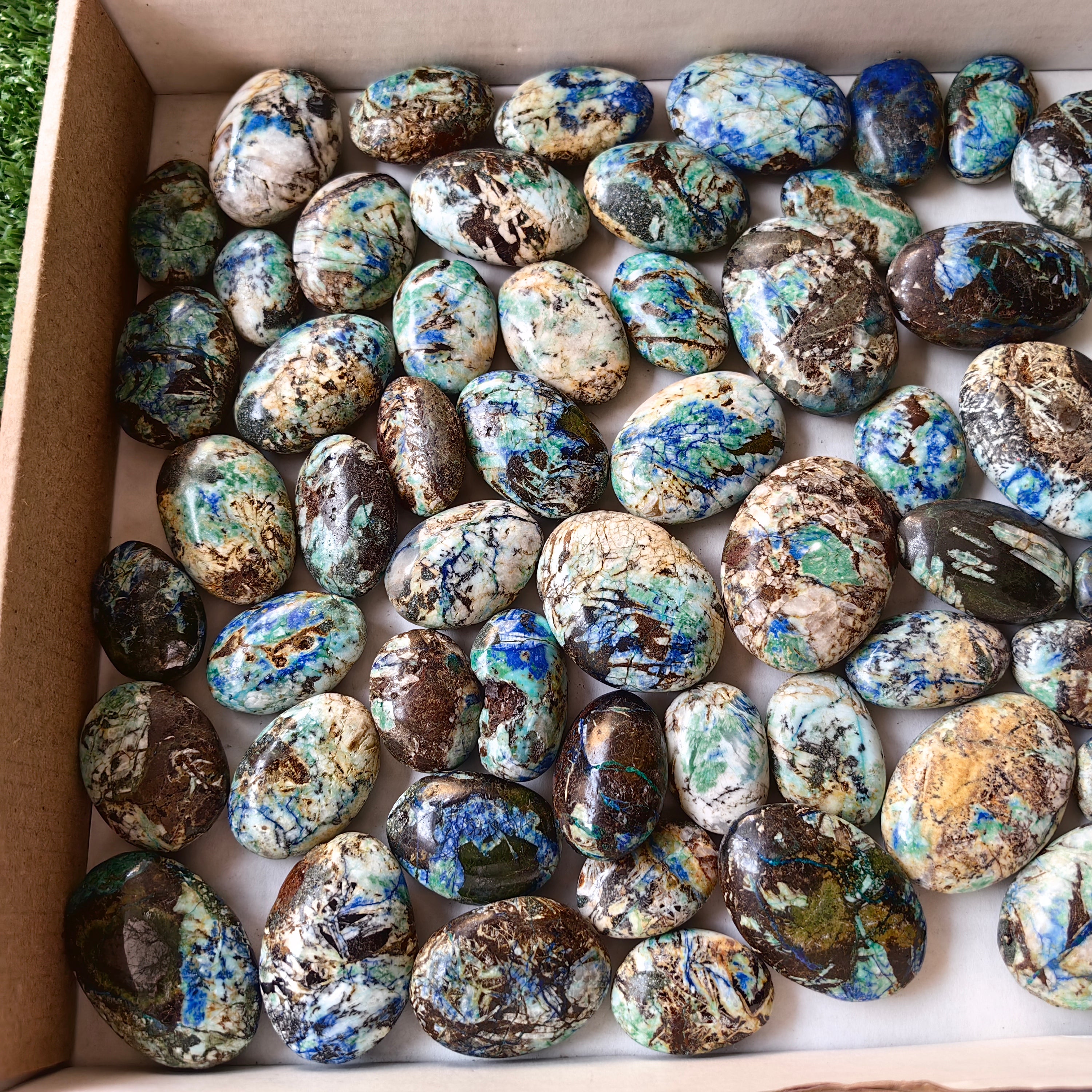 59 pc azurite with amazonite palms & hearts