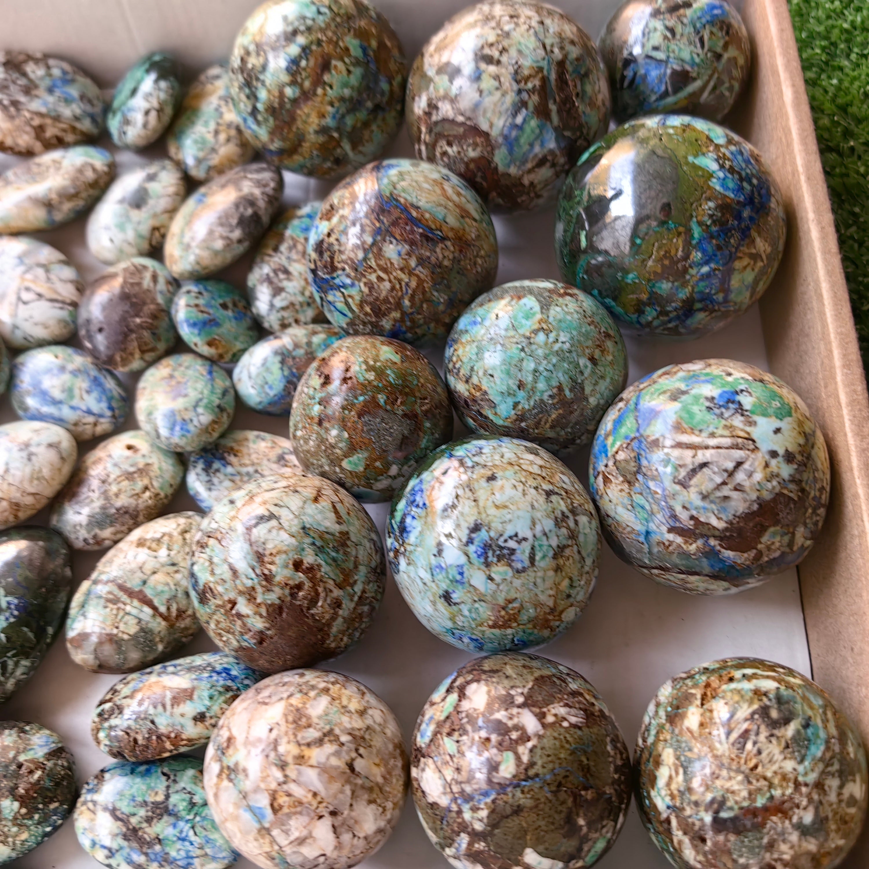 51 pc azurite with amazonite palms & spheres