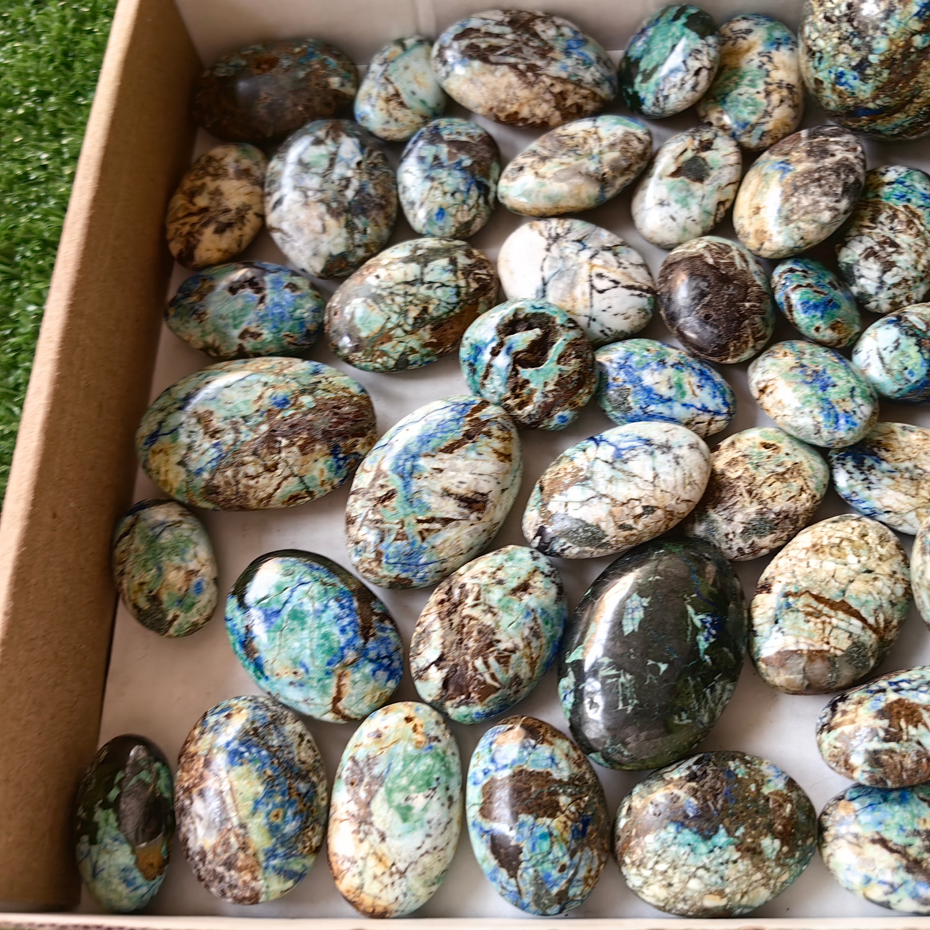 51 pc azurite with amazonite palms & spheres