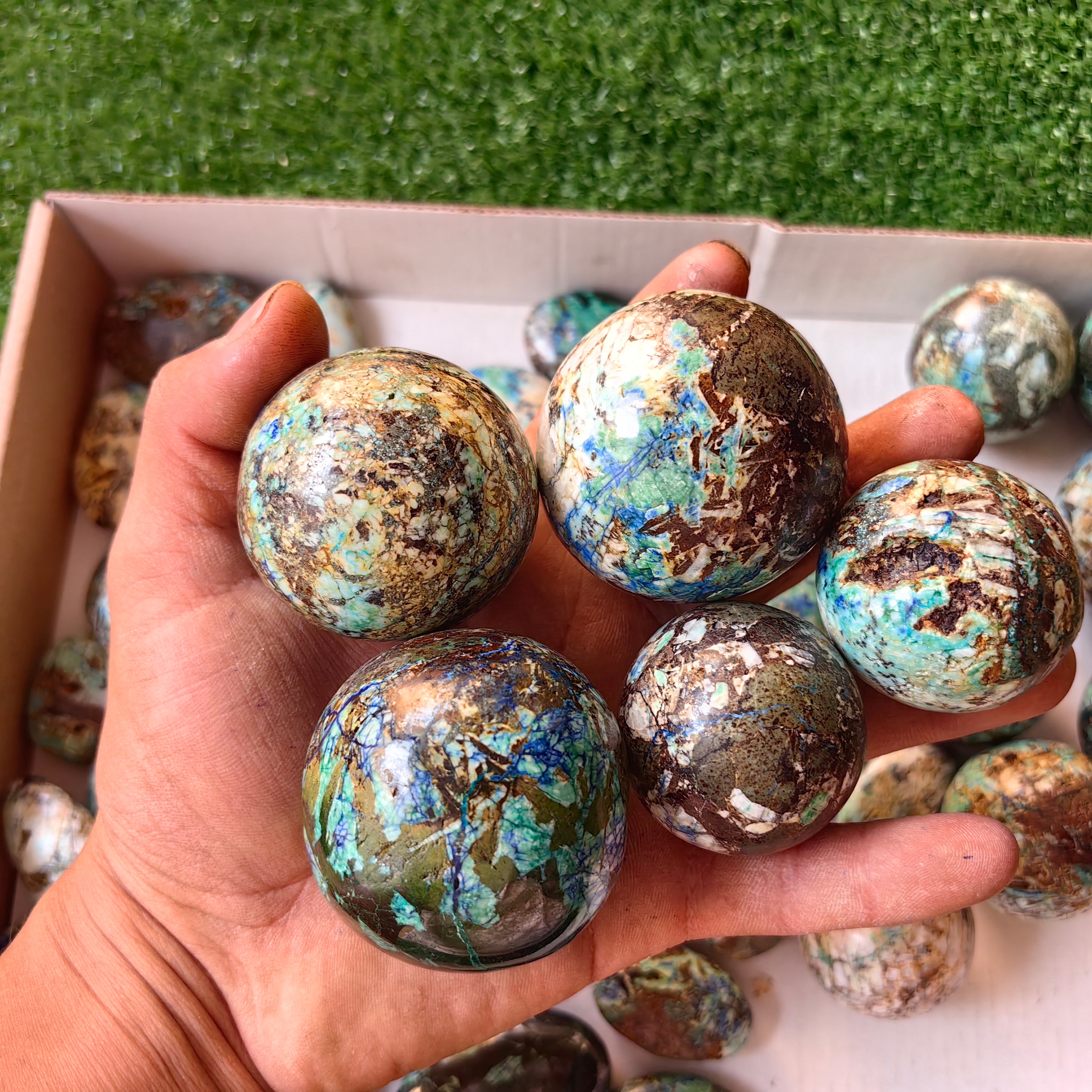 51 pc azurite with amazonite palms & spheres