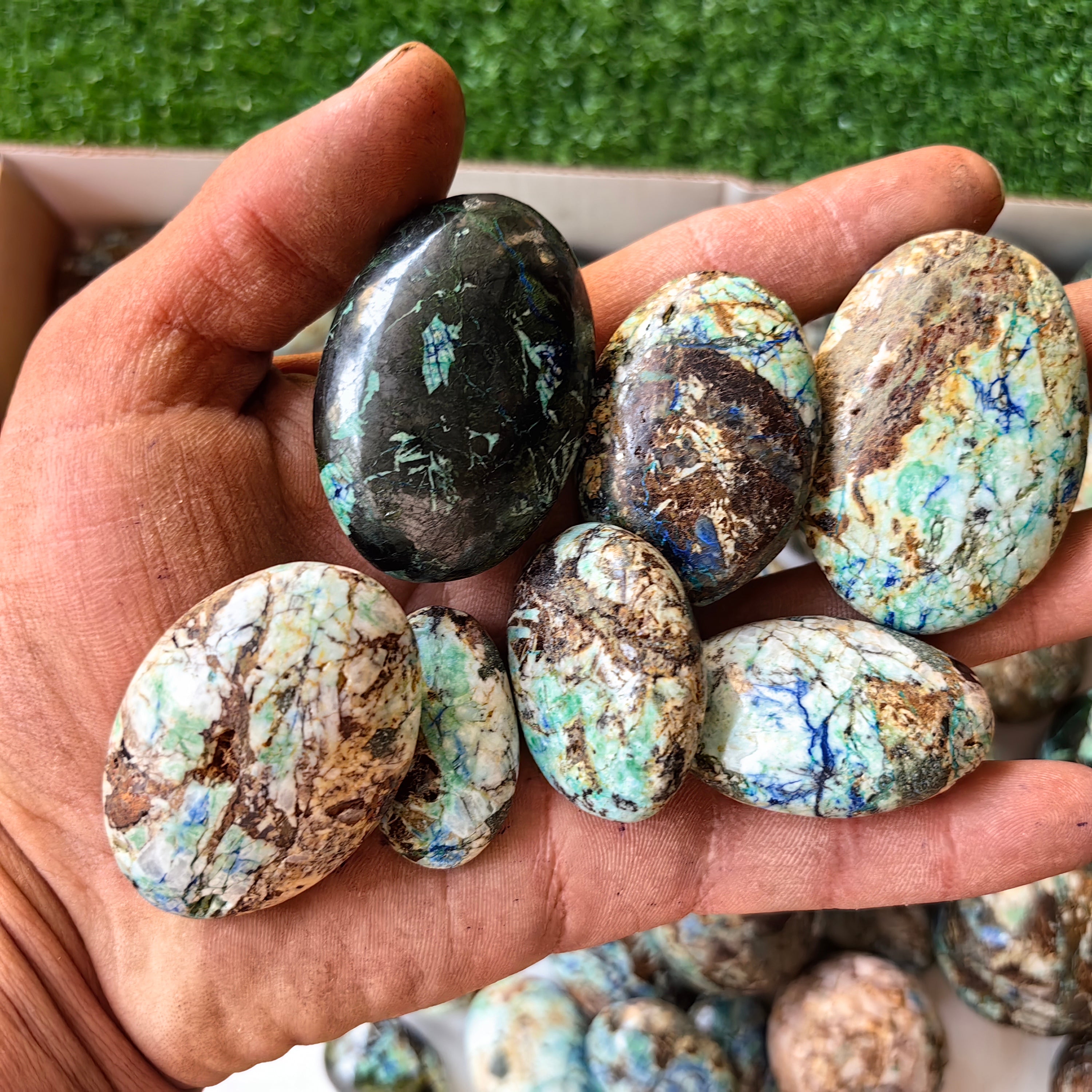 51 pc azurite with amazonite palms & spheres