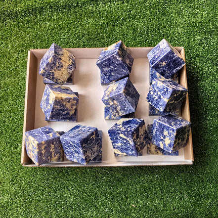 10 pc blue sodalite cubes with stand