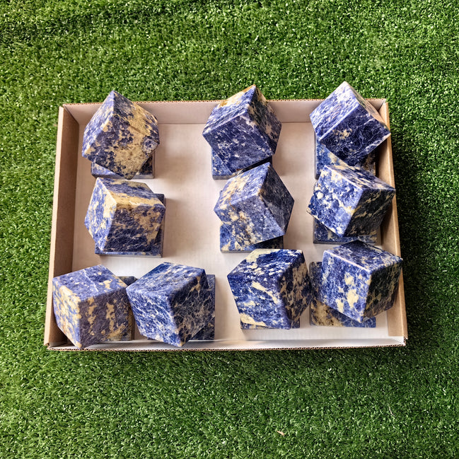10 pc blue sodalite cubes with stand