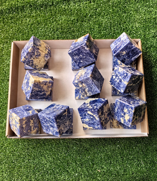 10 pc blue sodalite cubes with stand