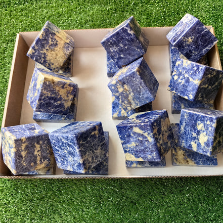 10 pc blue sodalite cubes with stand