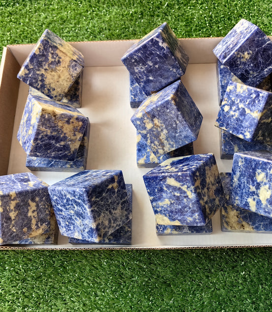 10 pc blue sodalite cubes with stand