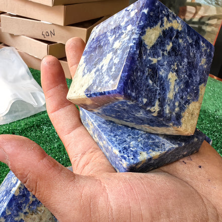 10 pc blue sodalite cubes with stand